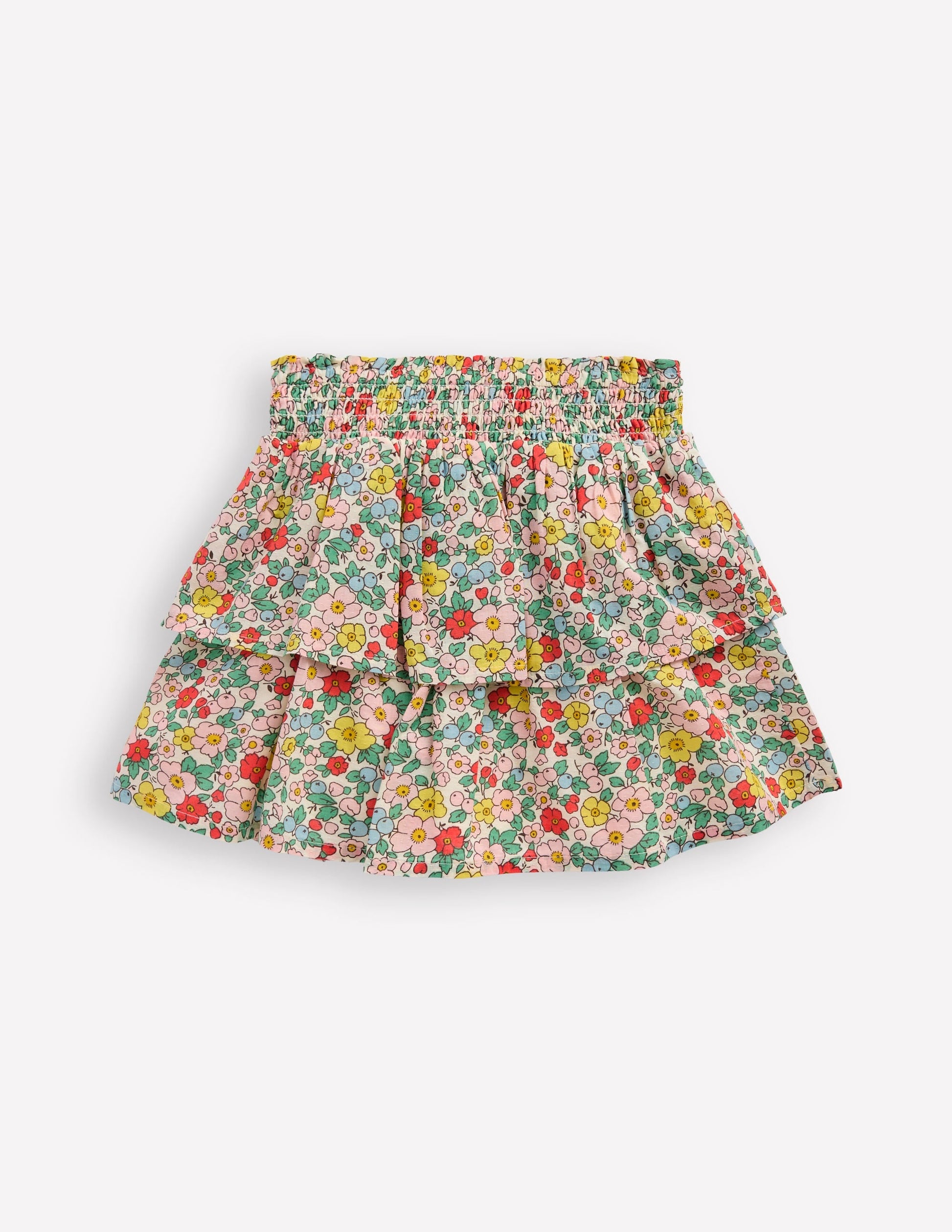 Tiered Woven Skirt-Ivory Apple Blossom-2