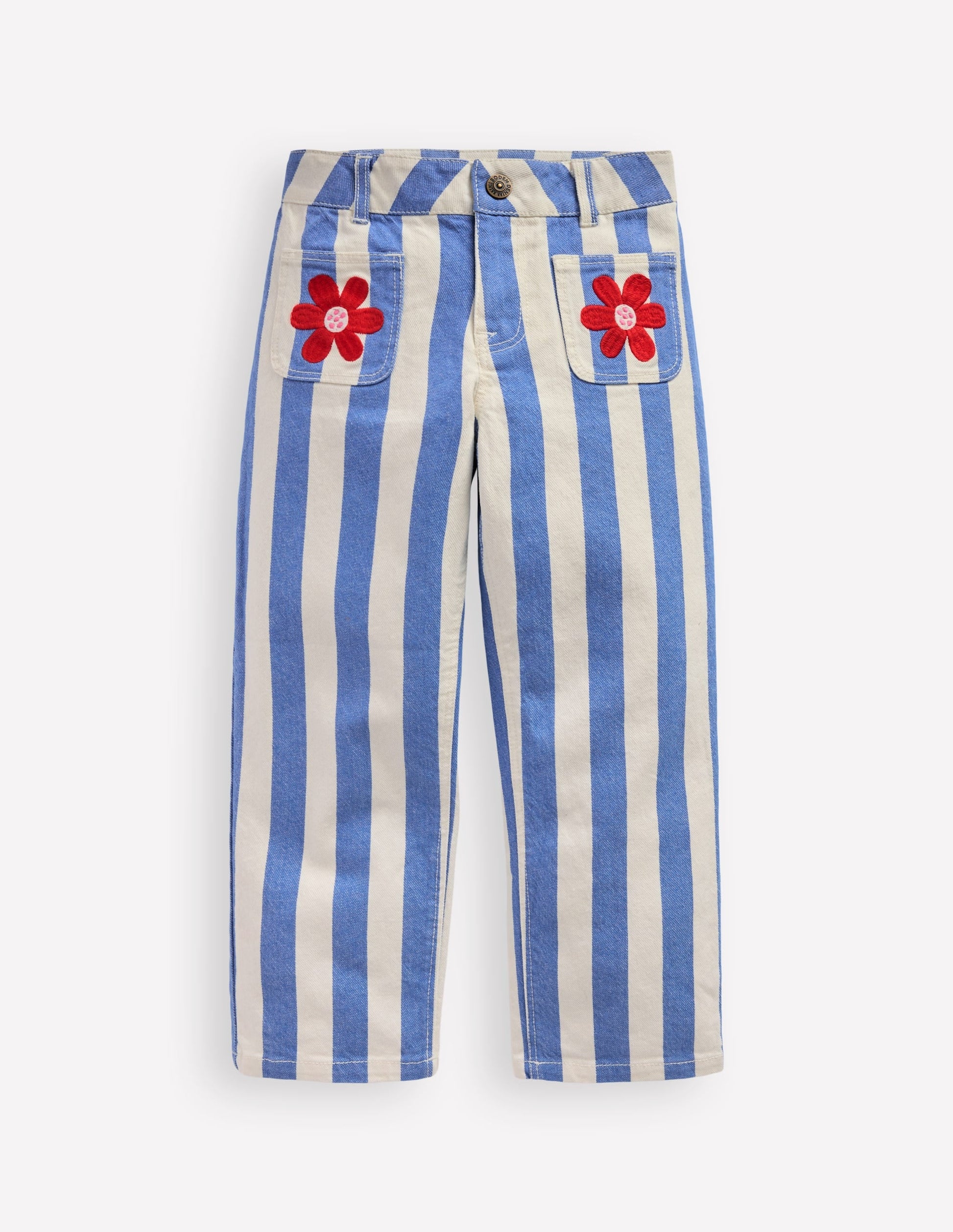 Patch Pocket Trouser-Peacock Plume Blue/ Ivory-1