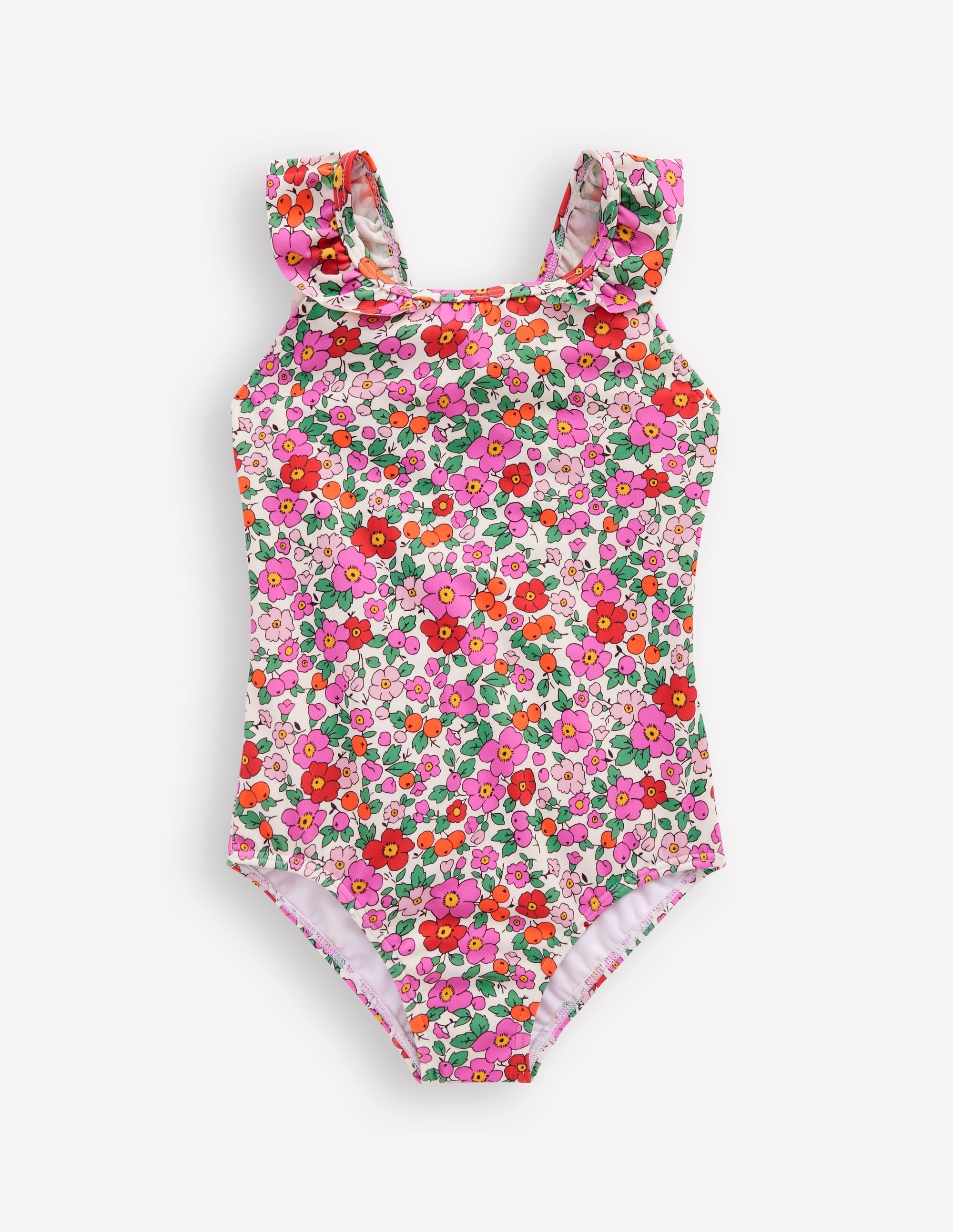 Hallie Frill Strap Swimsuit-PInk Apple Blossom Floral - Image 1
