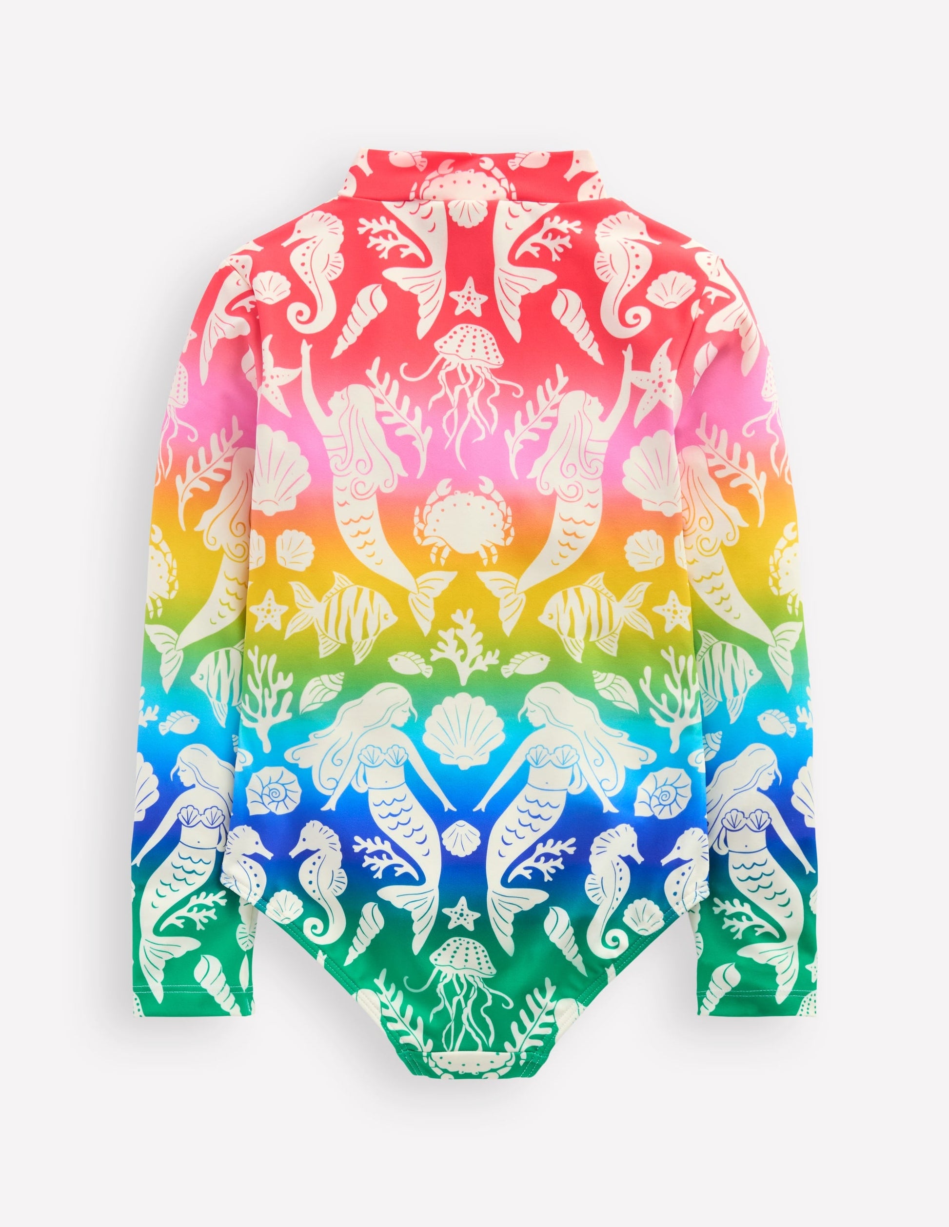 Long-Sleeved Swimsuit-Rainbow Ombre Mermaid-3