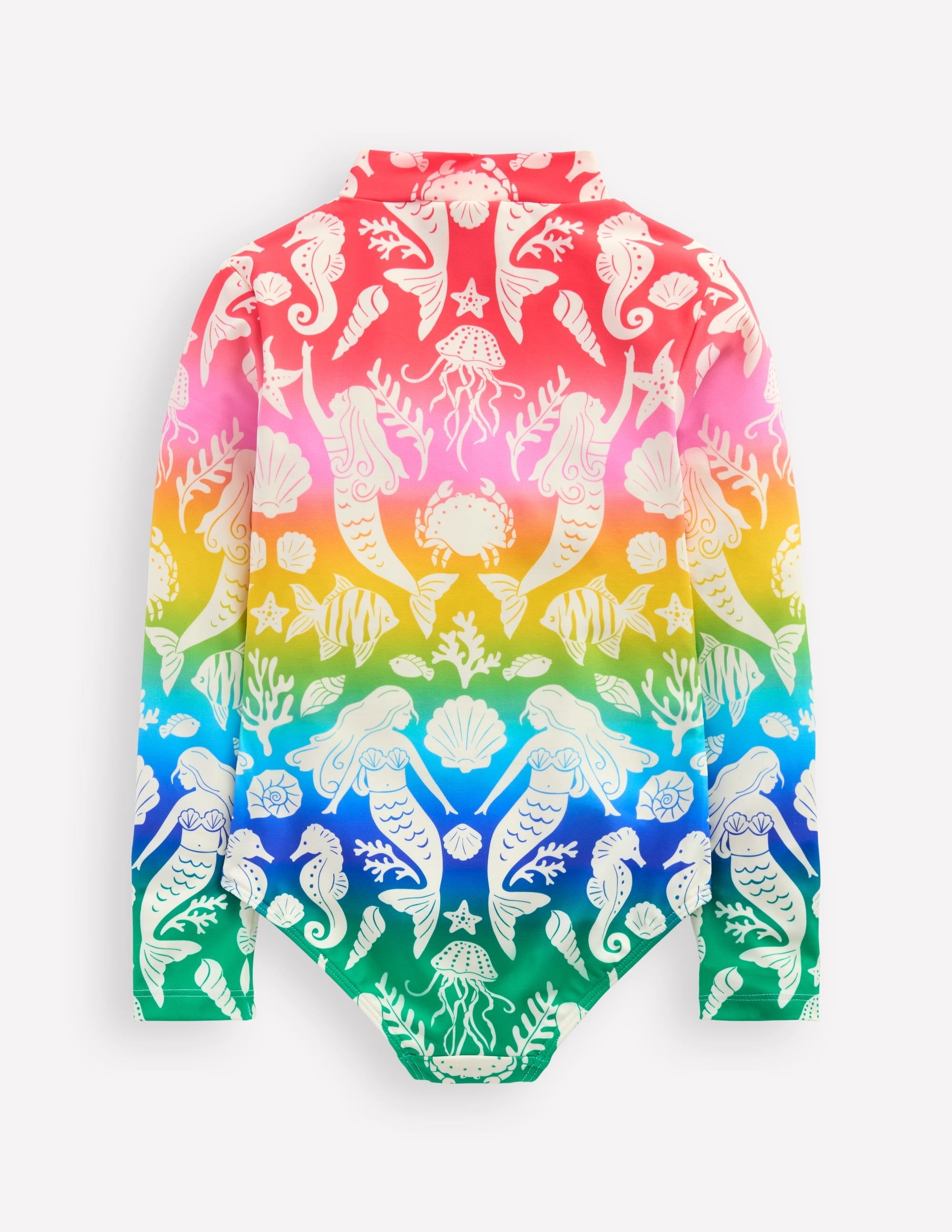 Long-Sleeved Swimsuit-Rainbow Ombre Mermaid - Image 3