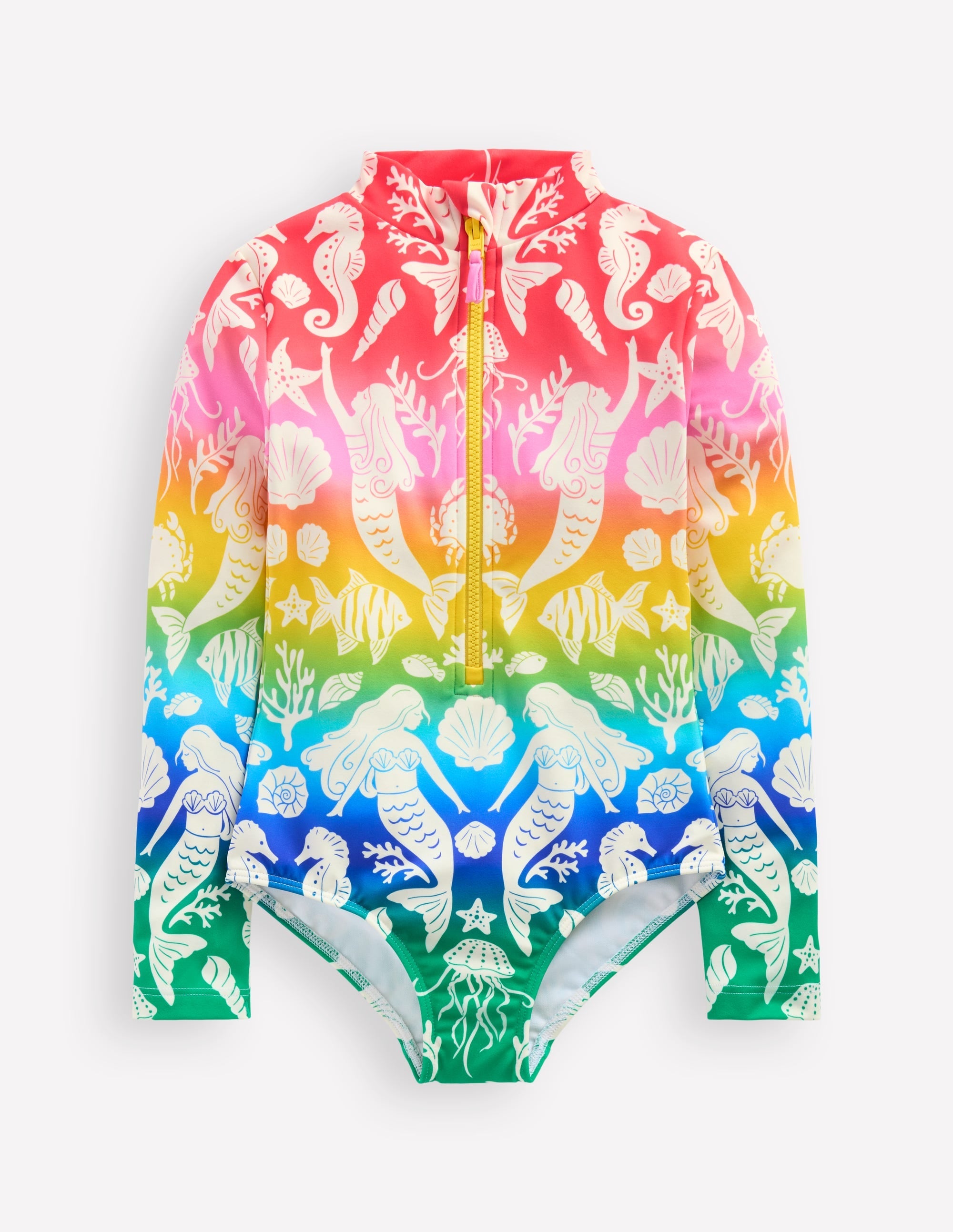 Long-Sleeved Swimsuit-Rainbow Ombre Mermaid - Image 2