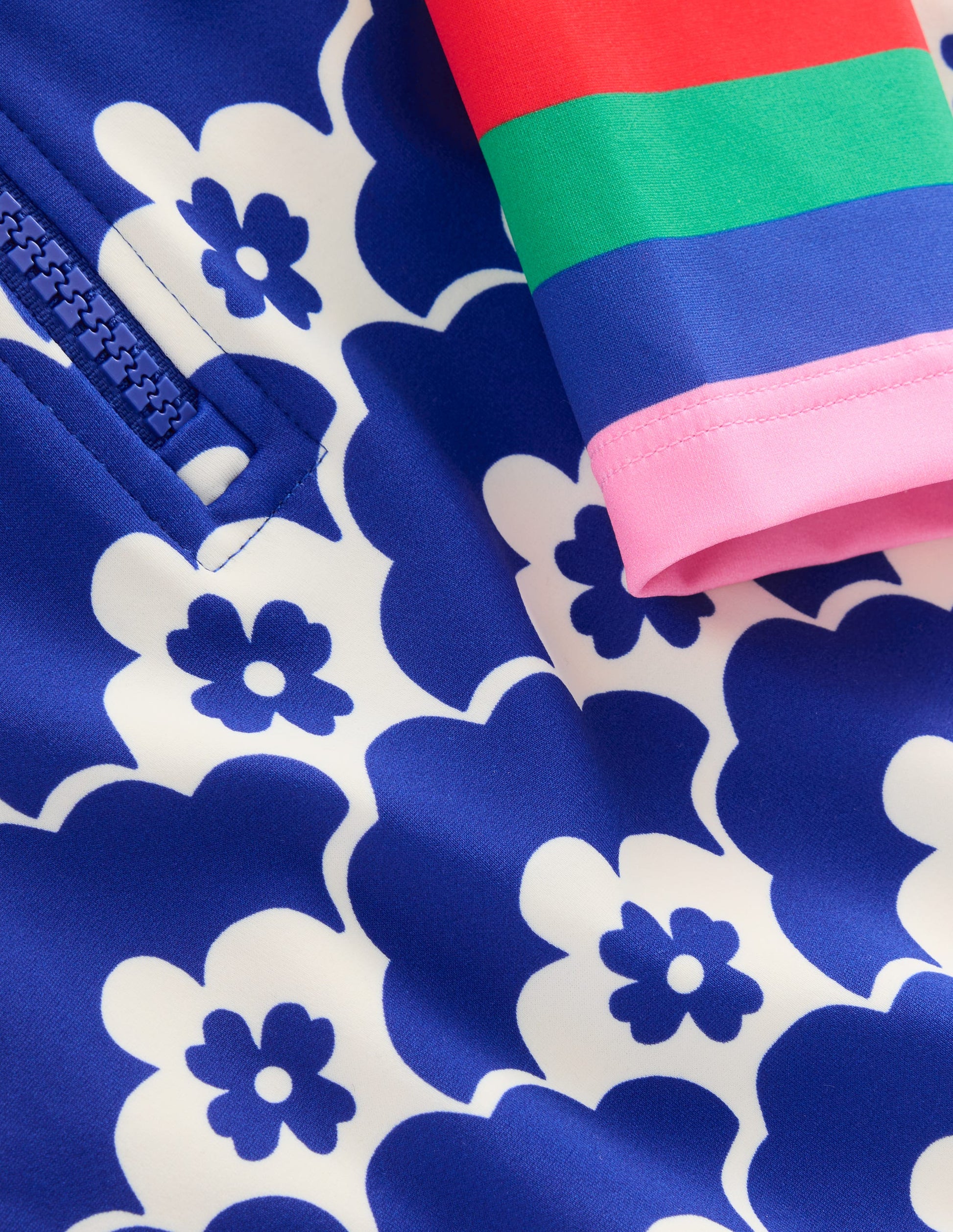 Long-Sleeved Swimsuit-Orion Blue Flower Geo-3