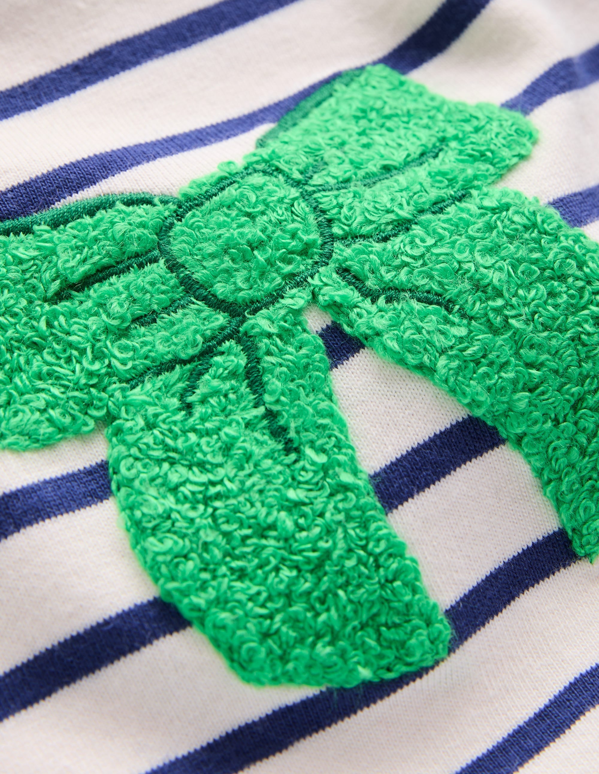 Long Sleeve Boucle T-shirt-Starboard Blue / Ivory Bows - Image 3