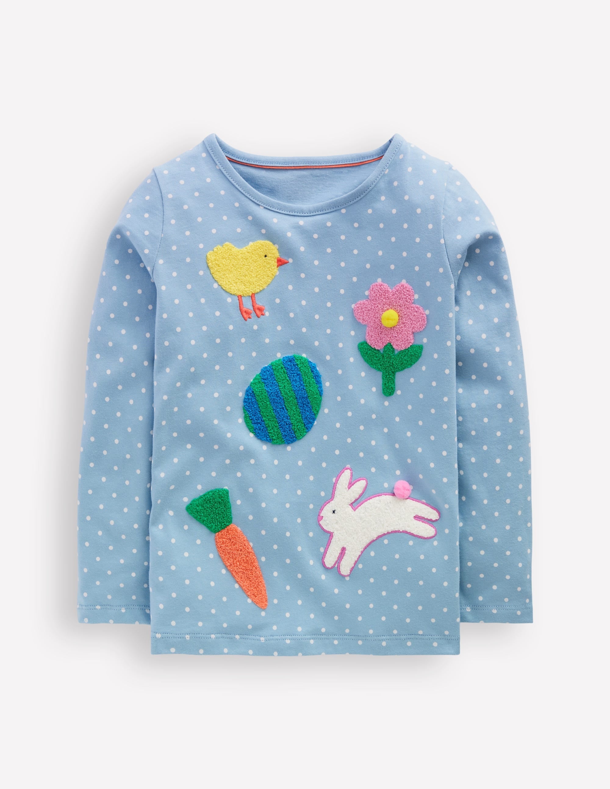 Long Sleeve Boucle T-shirt-Glacier Blue Spot Easter - Image 1