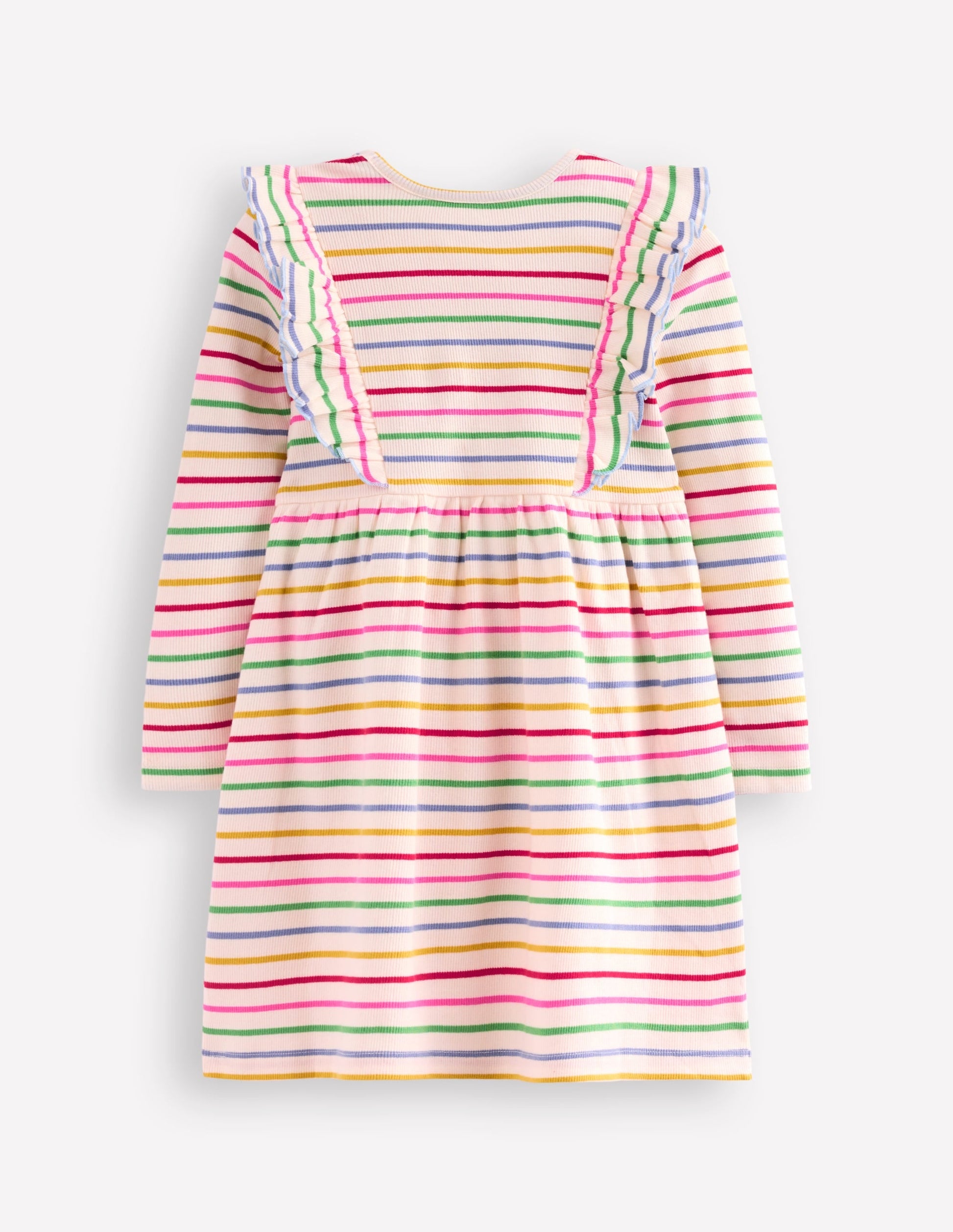 Ruffle Rib Jersey Dress-Multi Rainbow Stripe-2
