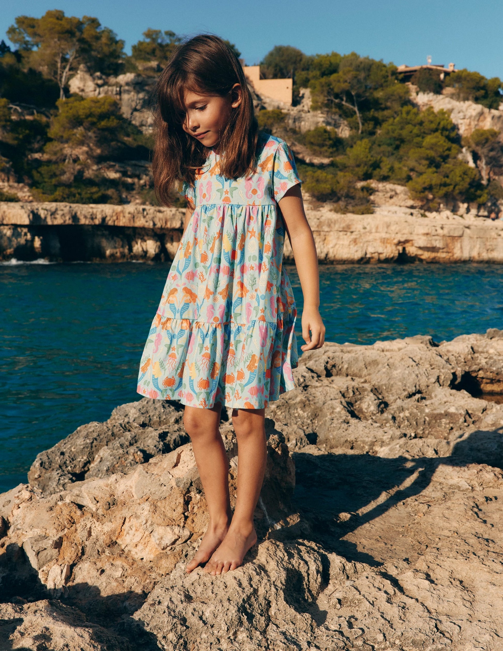 Ariel Twirly Jersey Dress-Pale Blue Mermaids-1