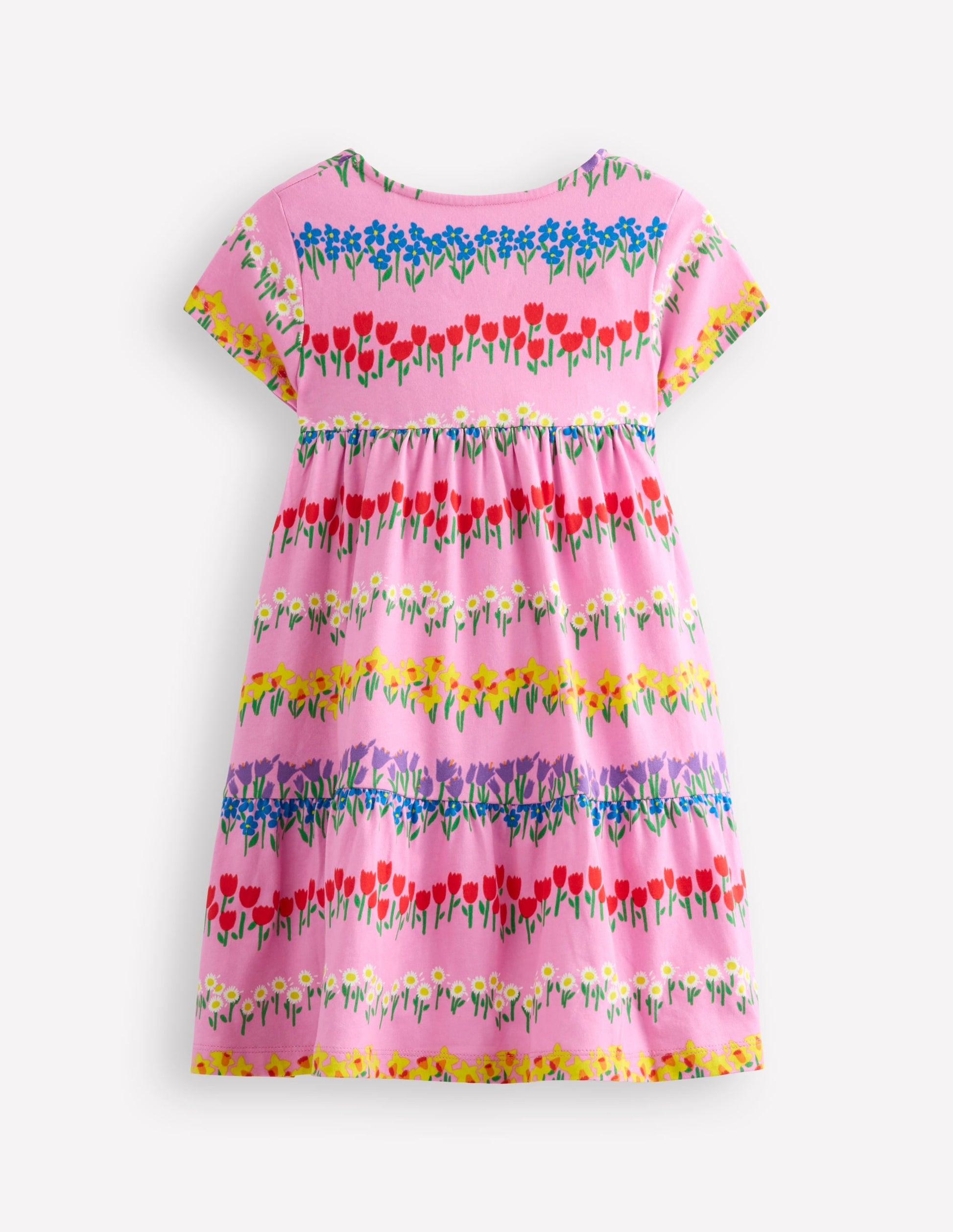 Ariel Twirly Jersey Dress-Cosmos Pink Floral Stripe-2
