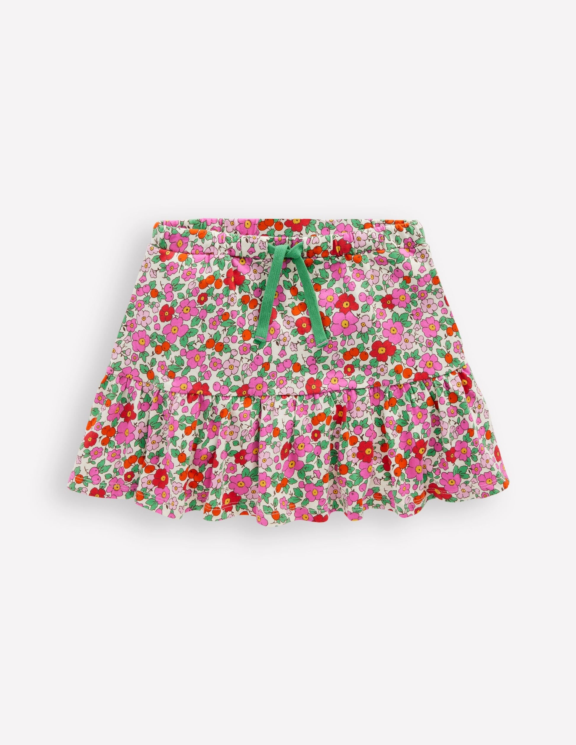 Tiered Jersey Skort-Pink Apple Blossom Floral-1