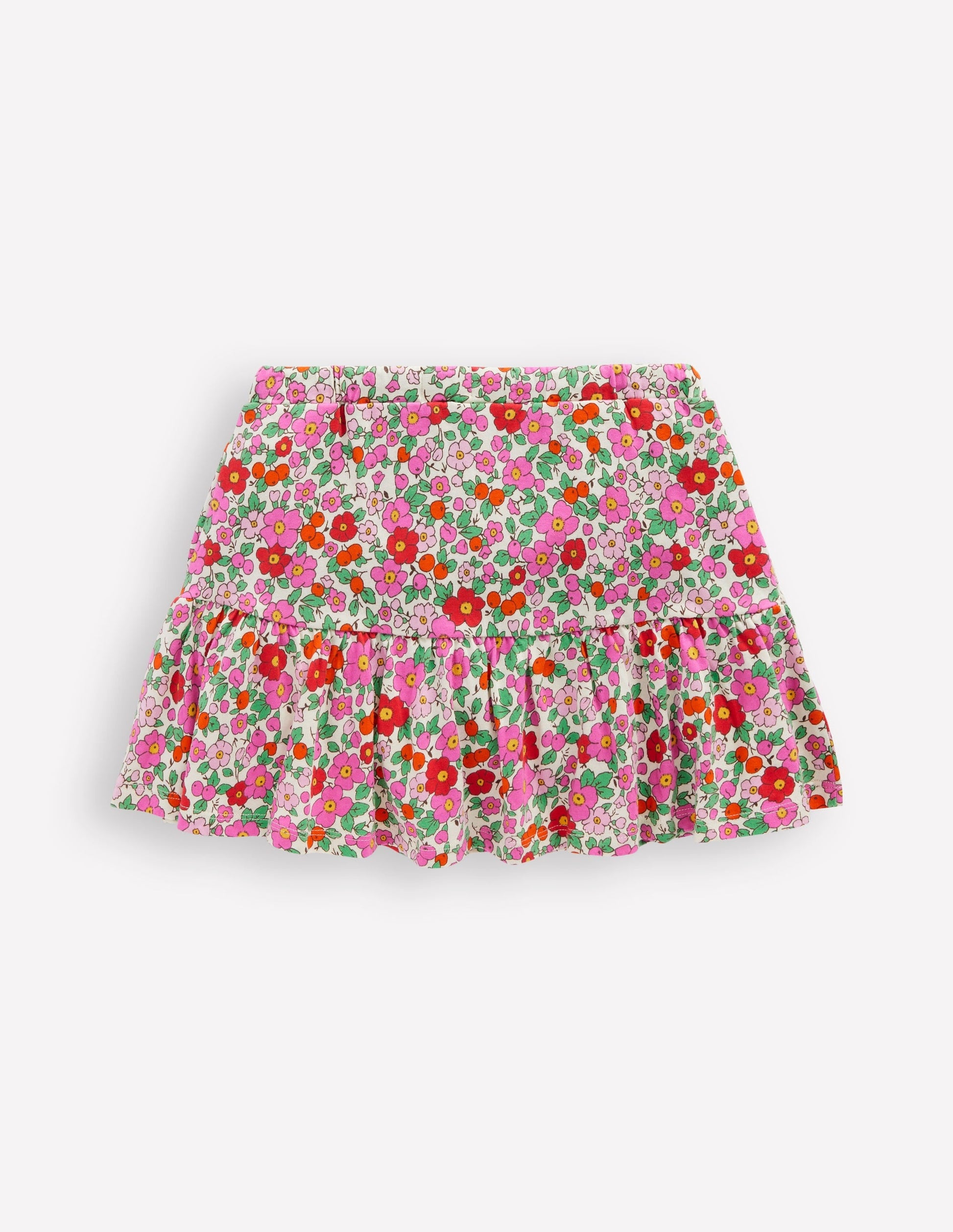 Tiered Jersey Skort-Pink Apple Blossom Floral-2