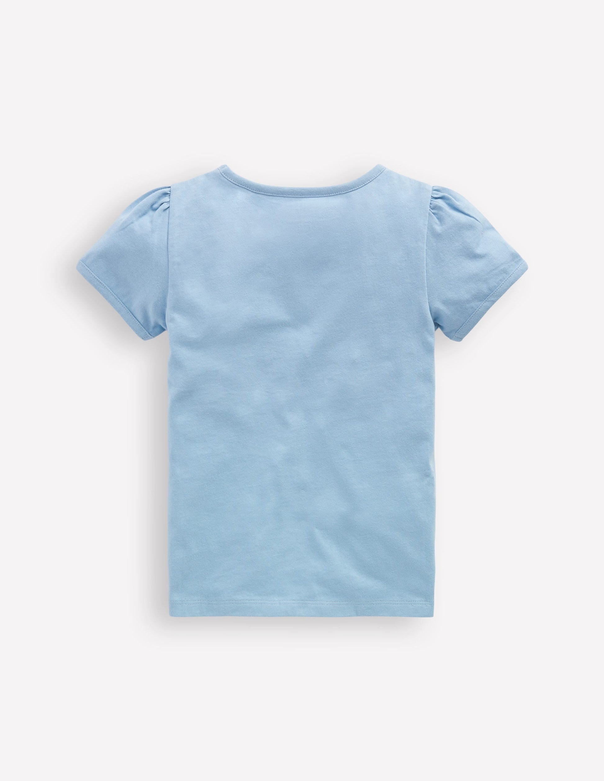 Puff Sleeve Appliqué T-shirt-Glacier Blue Unicorns-2