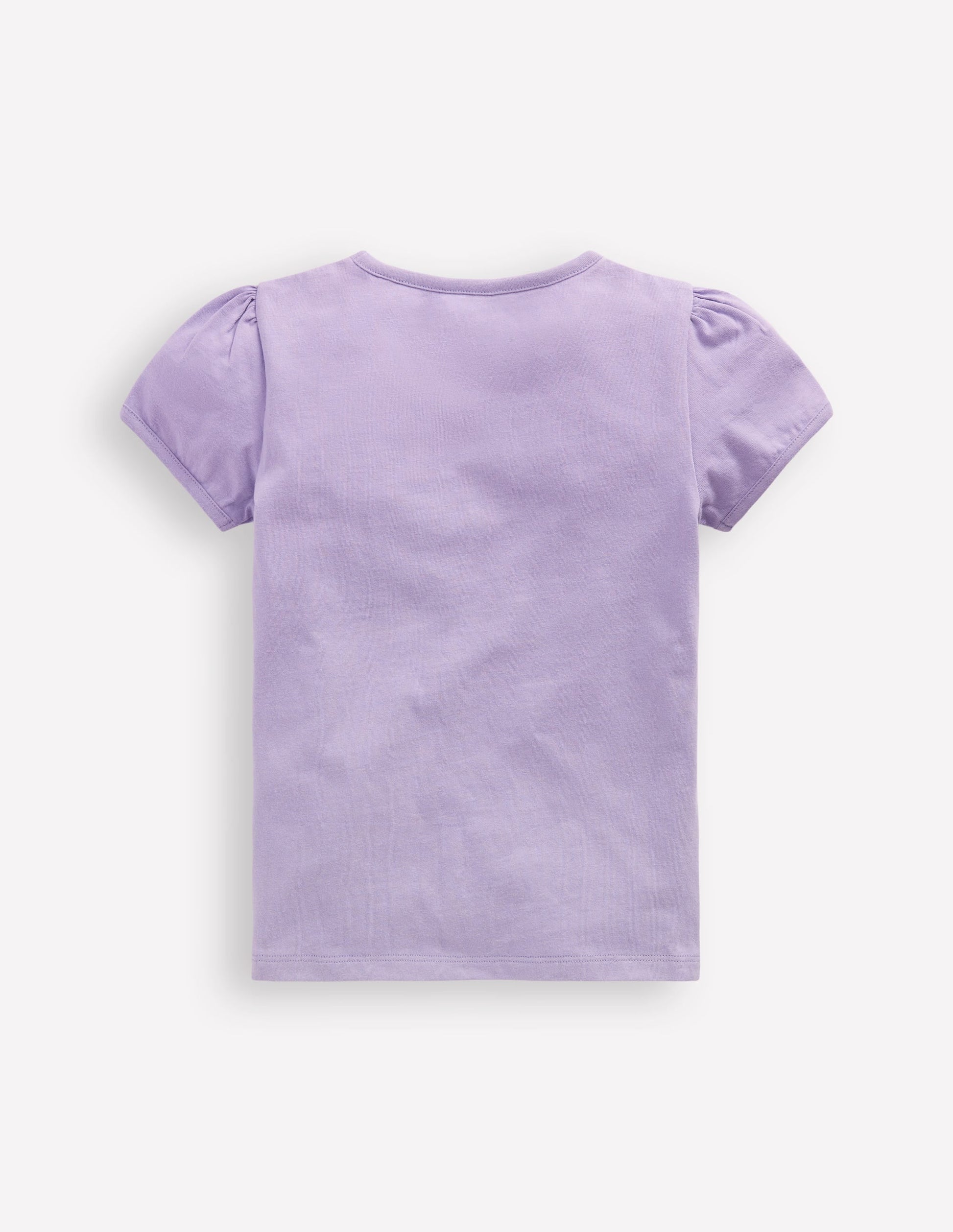 Puff Sleeve Appliqué T-shirt-Misty Lavender Cat-2
