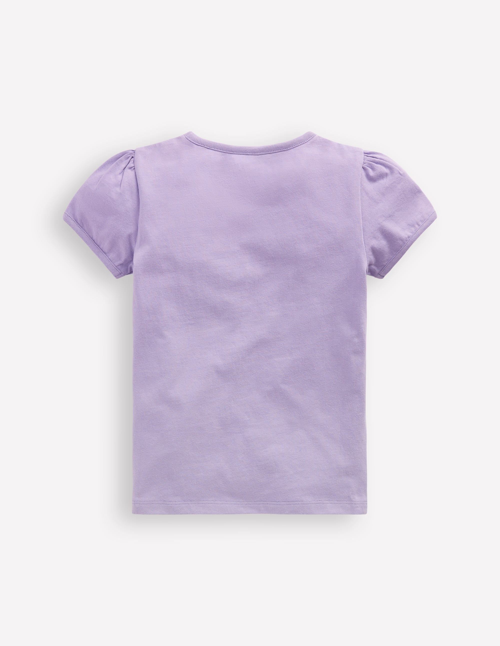 Puff Sleeve Appliqué T-shirt-Misty Lavender Cat - Image 2