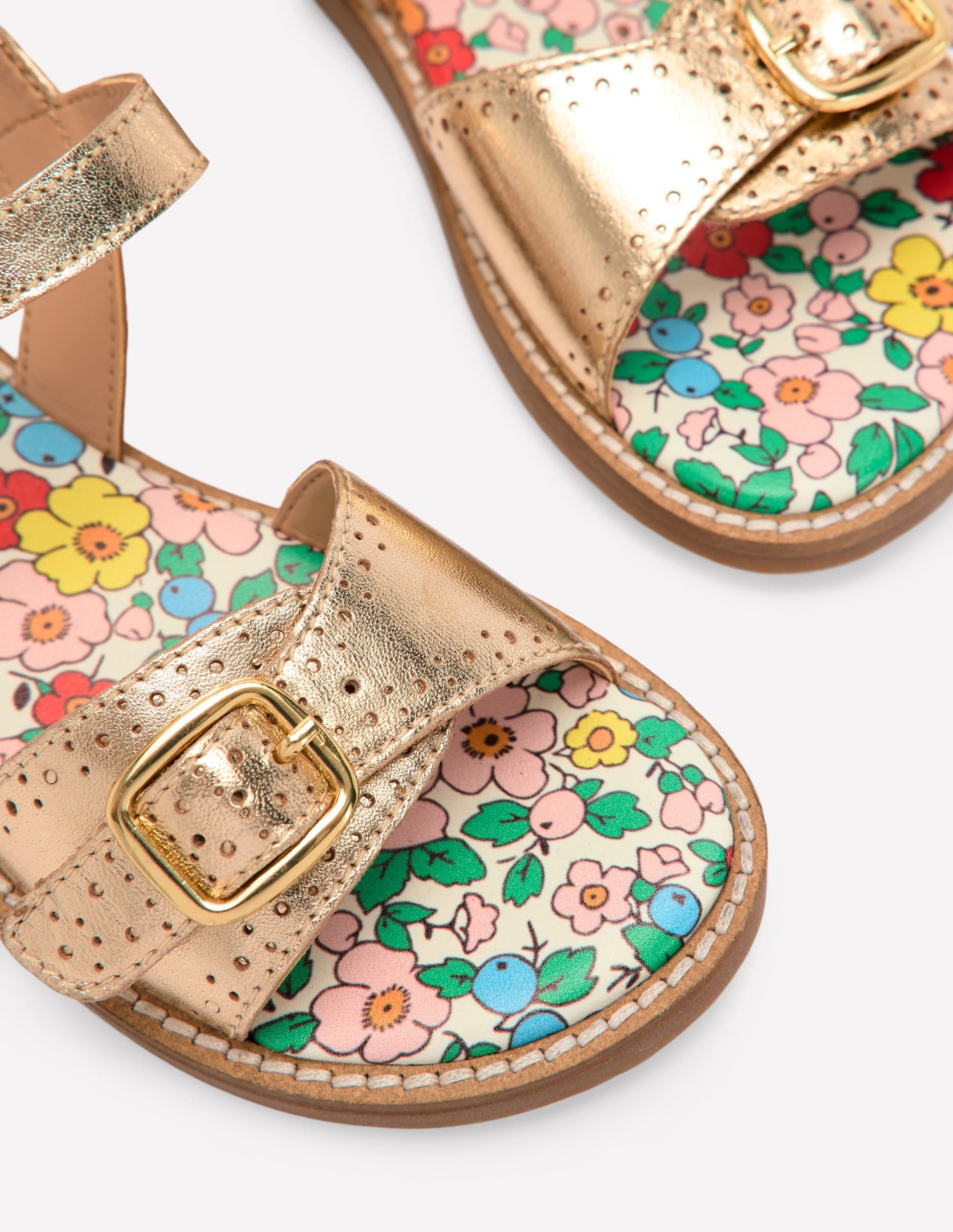 Leather Buckle Sandals-Gold-3