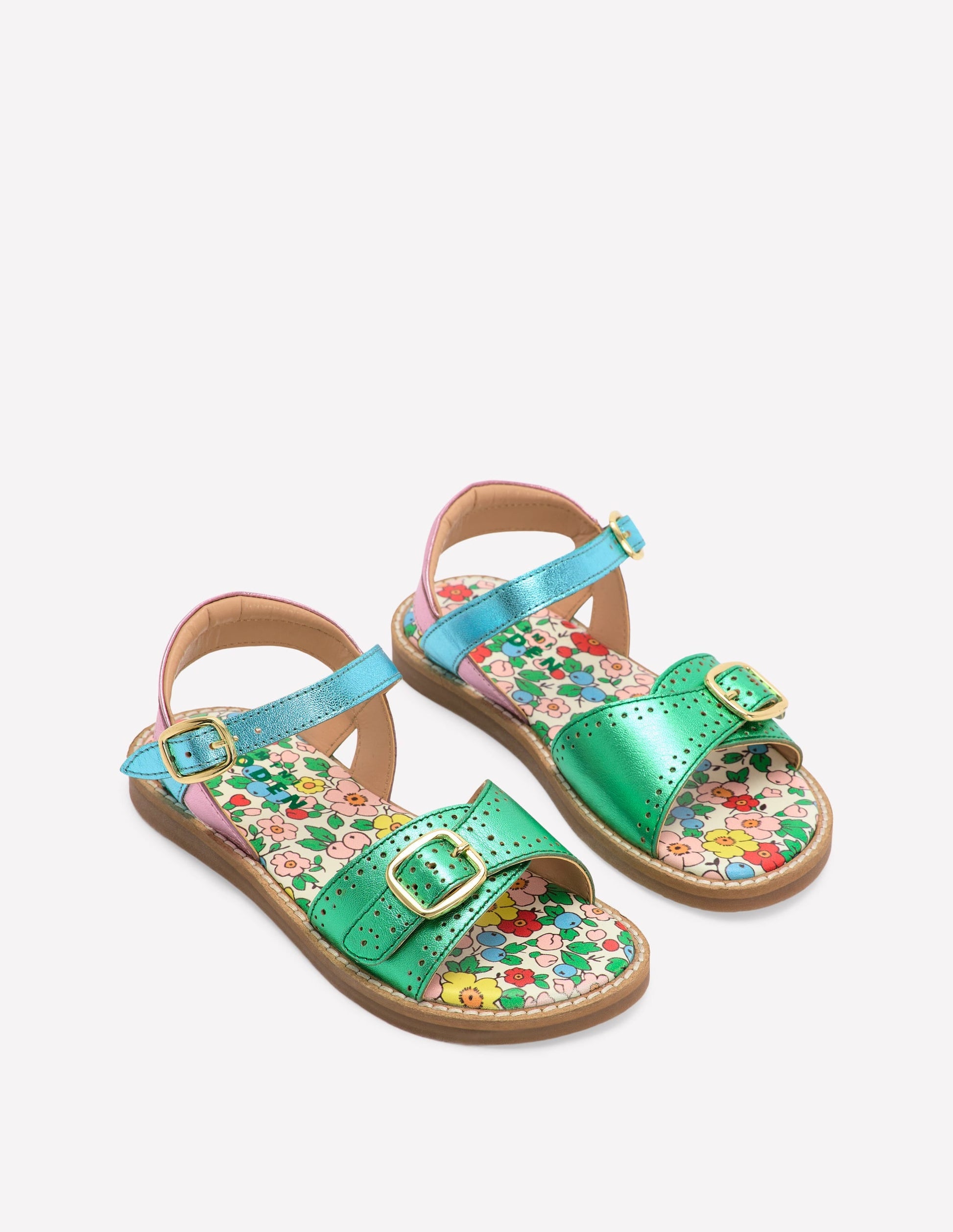 Leather Buckle Sandals-Multi-2