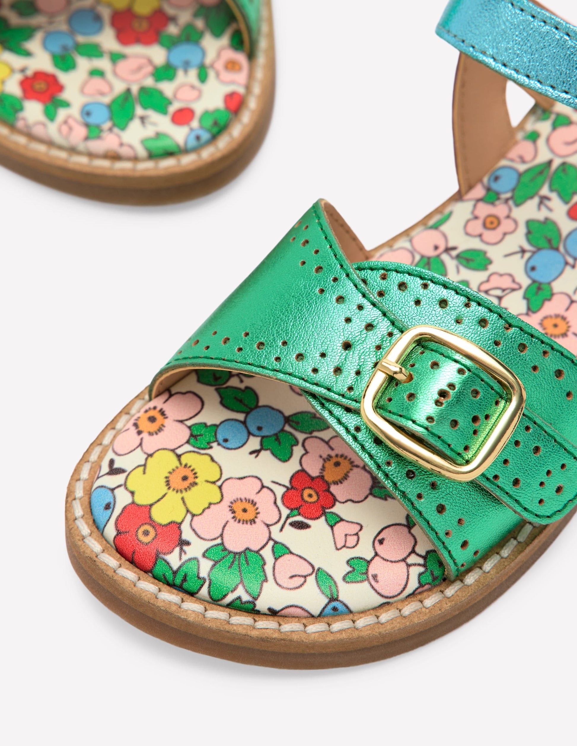Leather Buckle Sandals-Multi-3