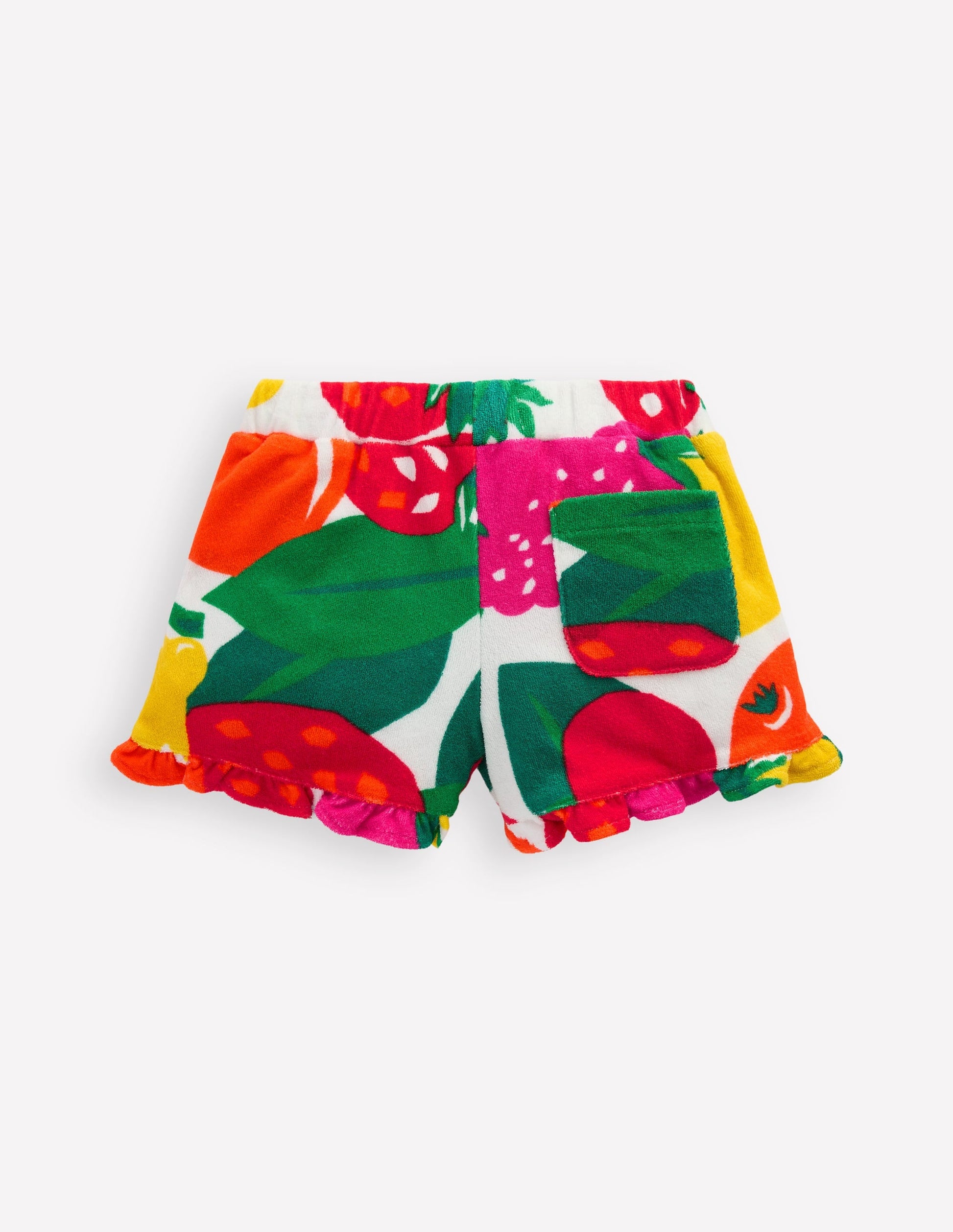 Frill Hem Towelling Shorts-Multi Giant Fruit-2