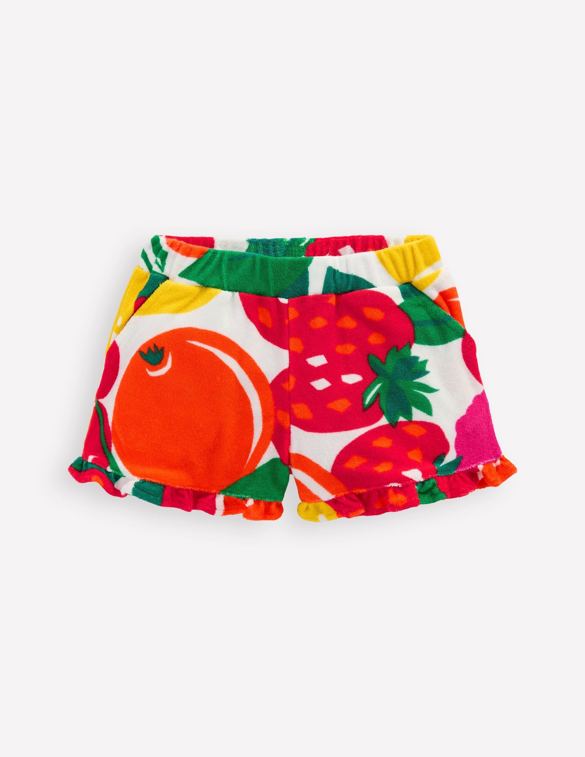 Frill Hem Towelling Shorts-Multi Giant Fruit - Image 1