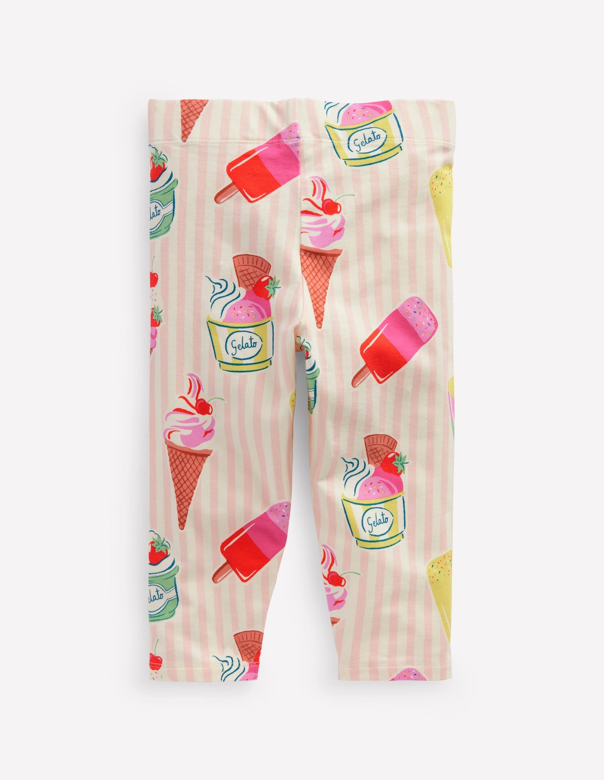 Fun Cropped Leggings-Pink Ice Cream Stripe-2