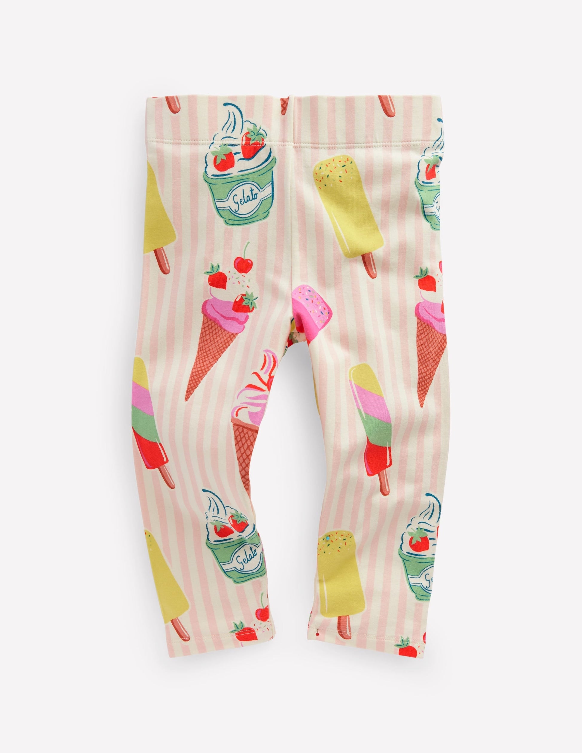 Fun Cropped Leggings-Pink Ice Cream Stripe-1