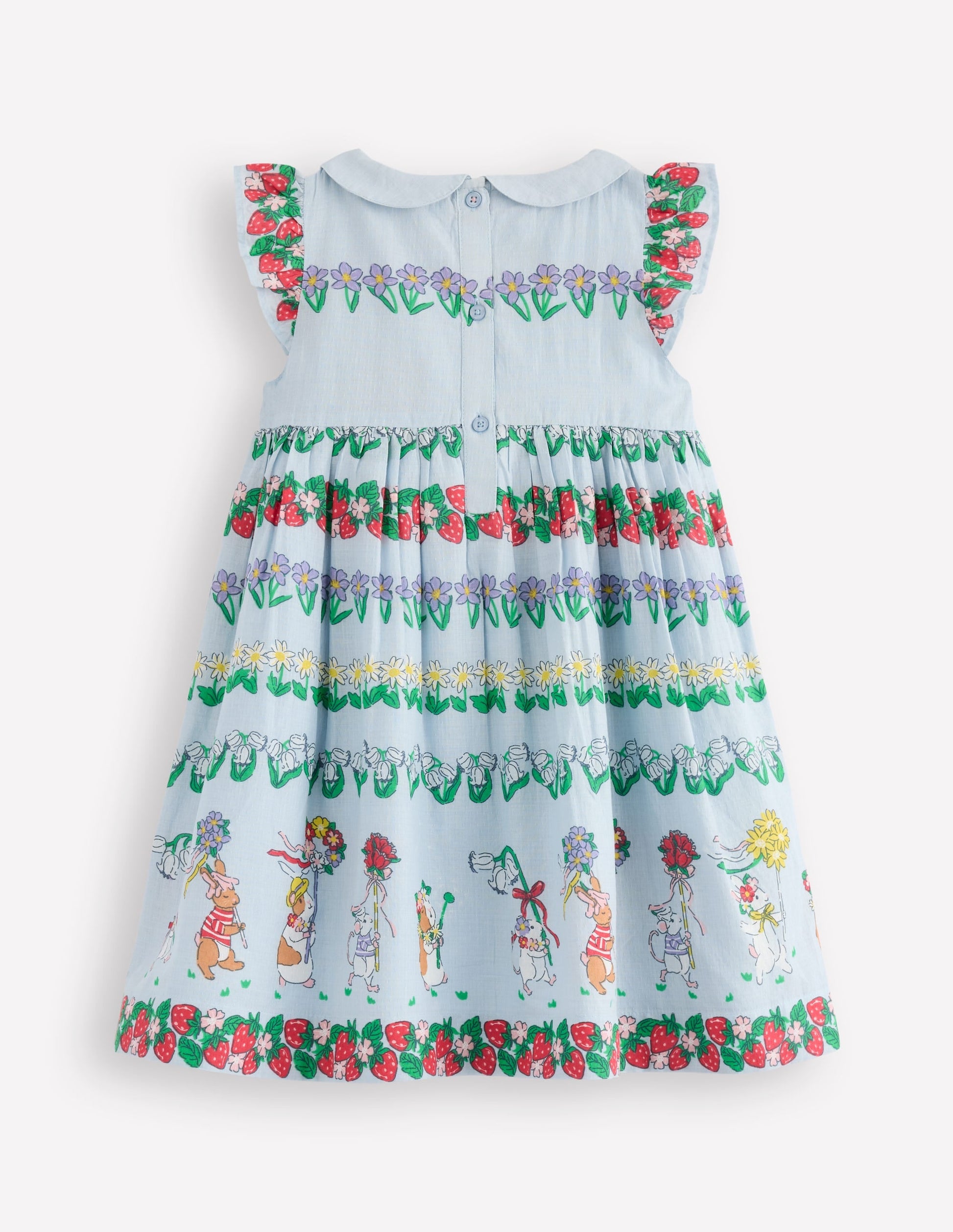 Adeline Smocked Dress-Glacier Blue Spaced Tiny Bows-2