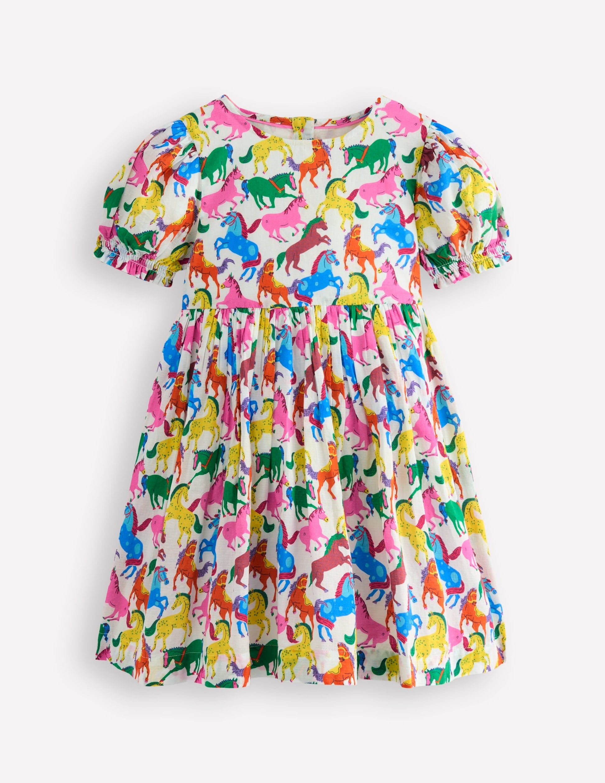 Madeline Woven Dress-Multi Rainbow Horse-1