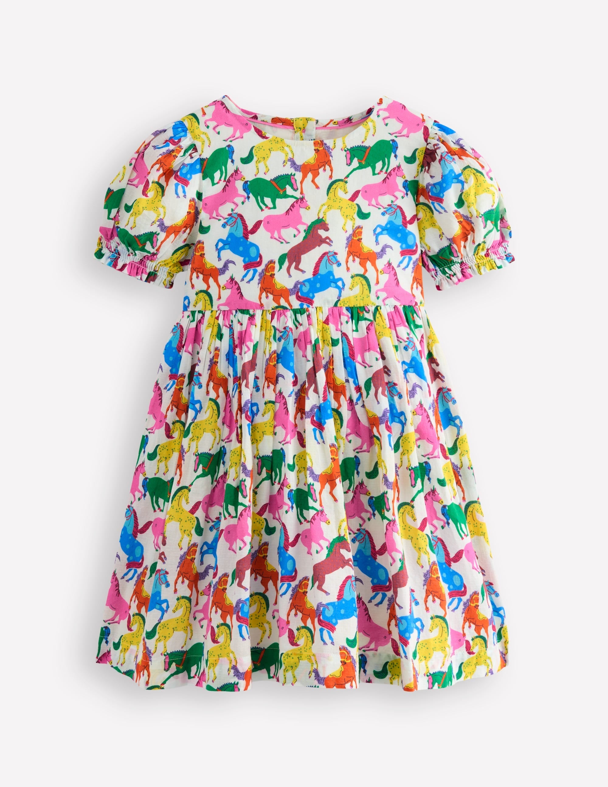 Madeline Woven Dress-Multi Rainbow Horse - Image 1
