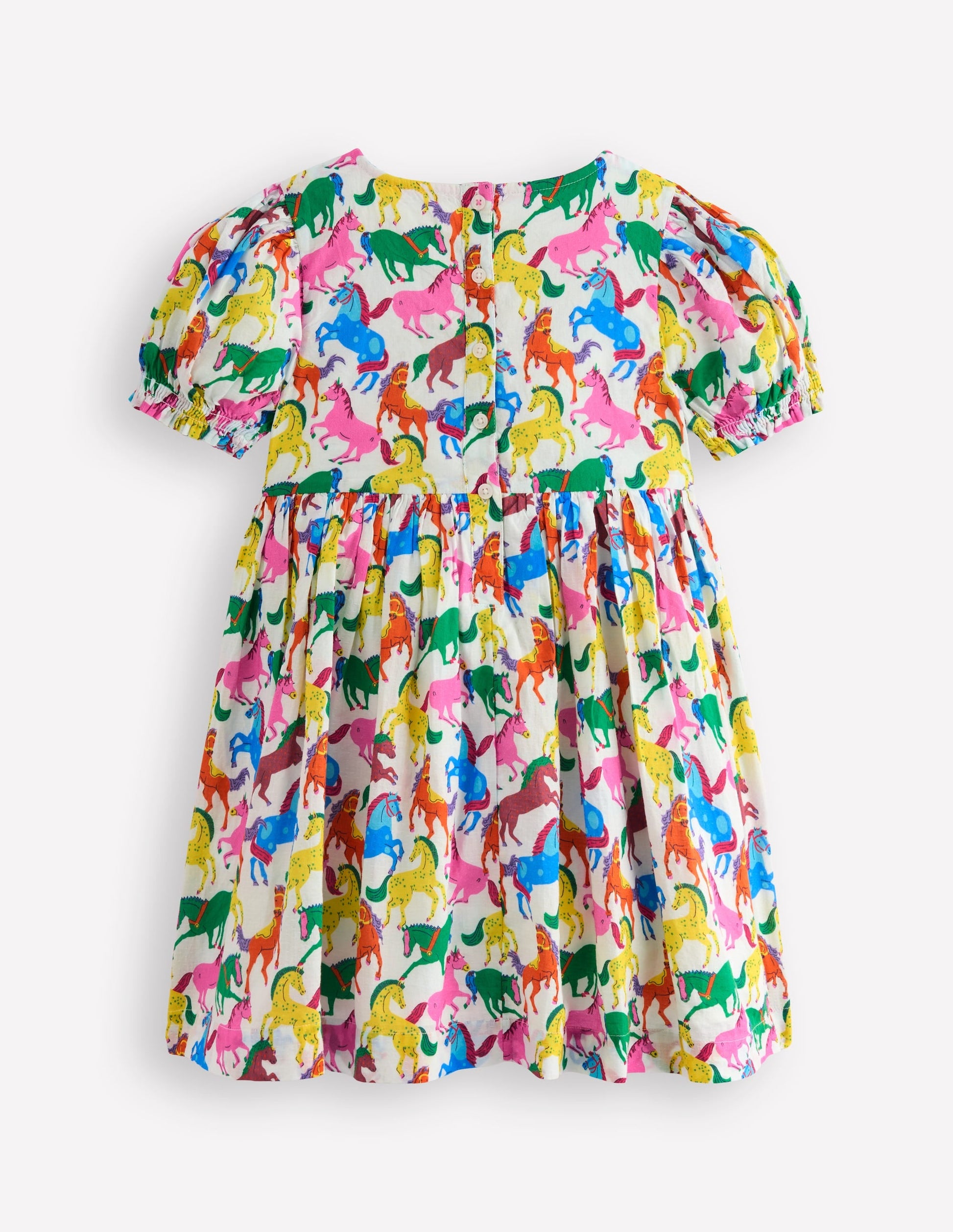 Madeline Woven Dress-Multi Rainbow Horse-2