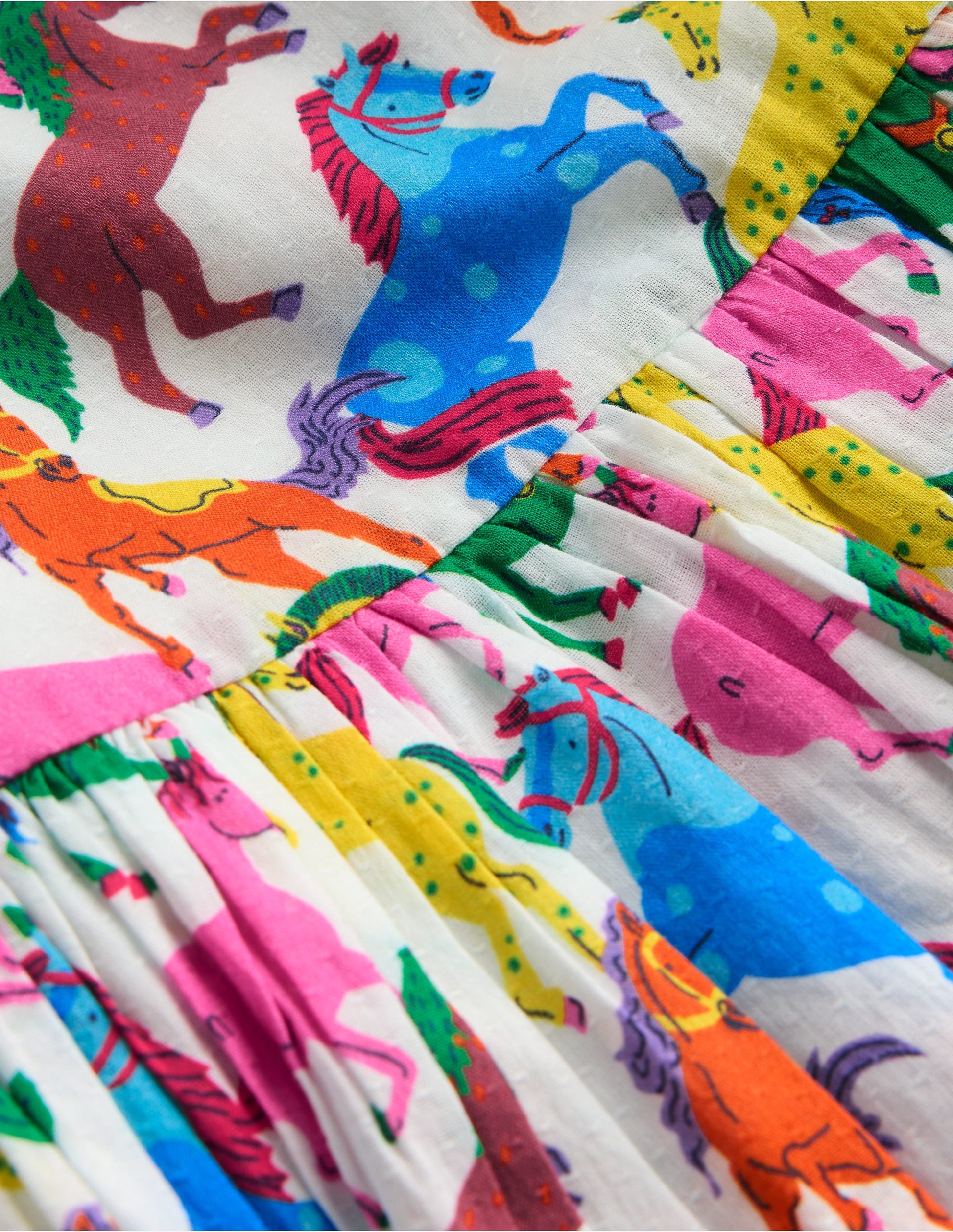 Madeline Woven Dress-Multi Rainbow Horse-3