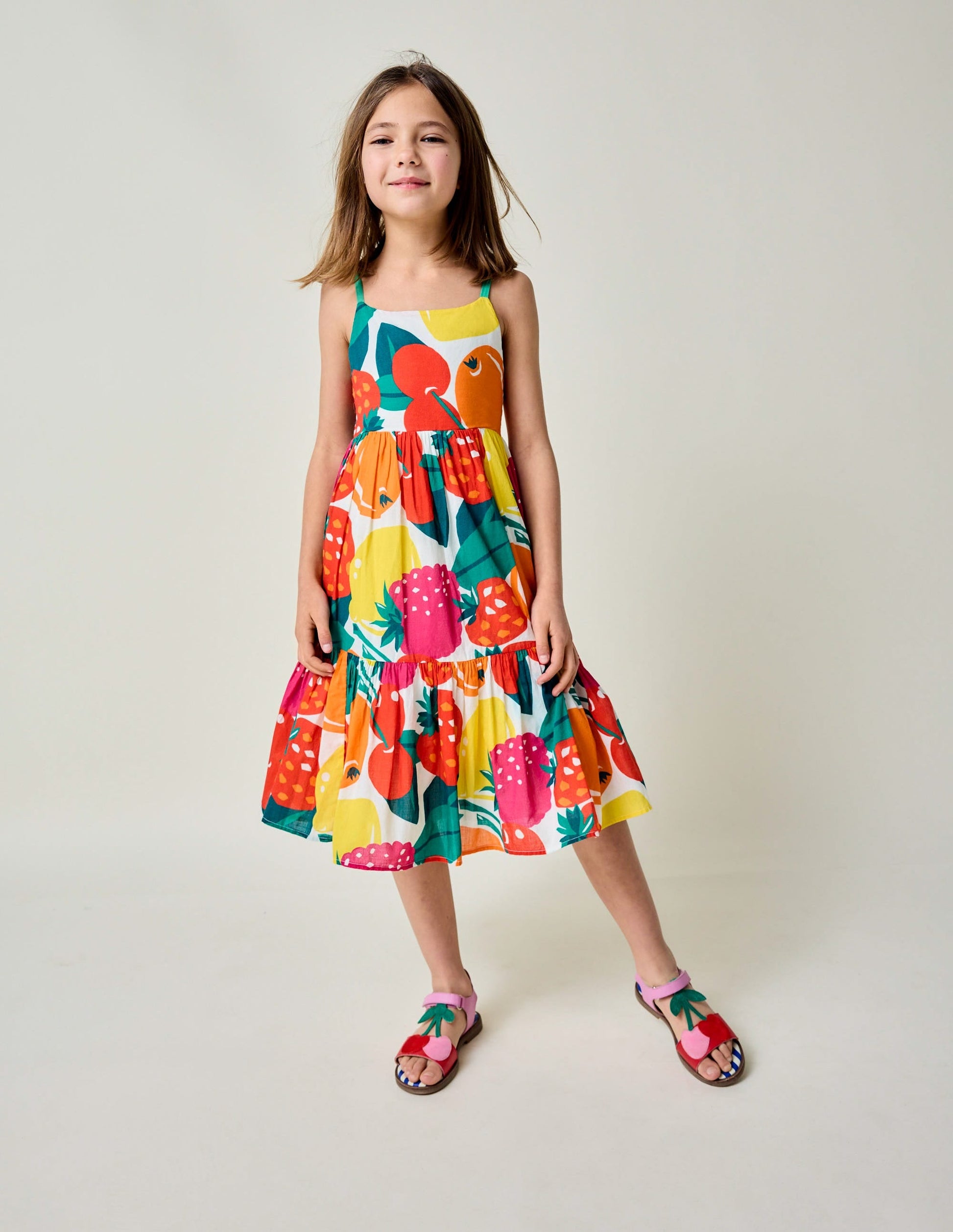 Aurelia Tiered Twirly Dress-Multi Giant Fruit-1