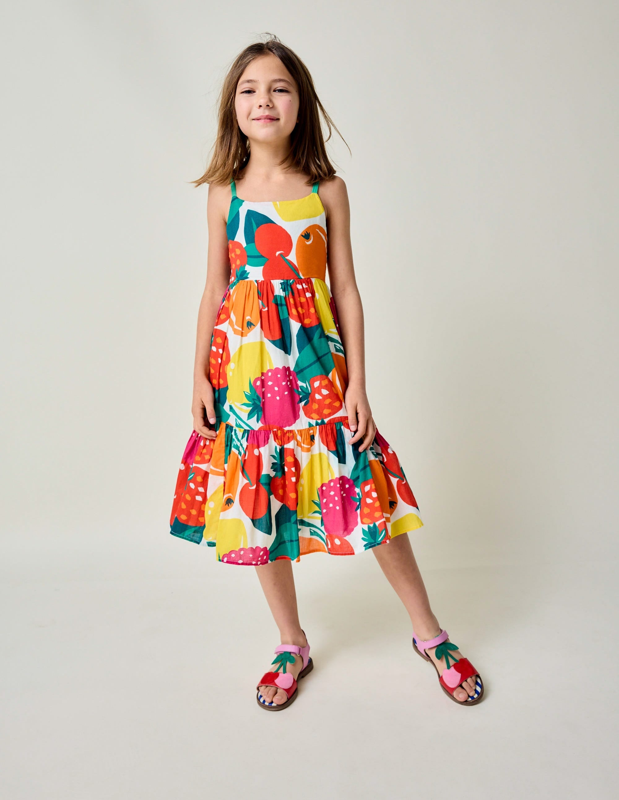 Aurelia Tiered Twirly Dress-Multi Giant Fruit - Image 1
