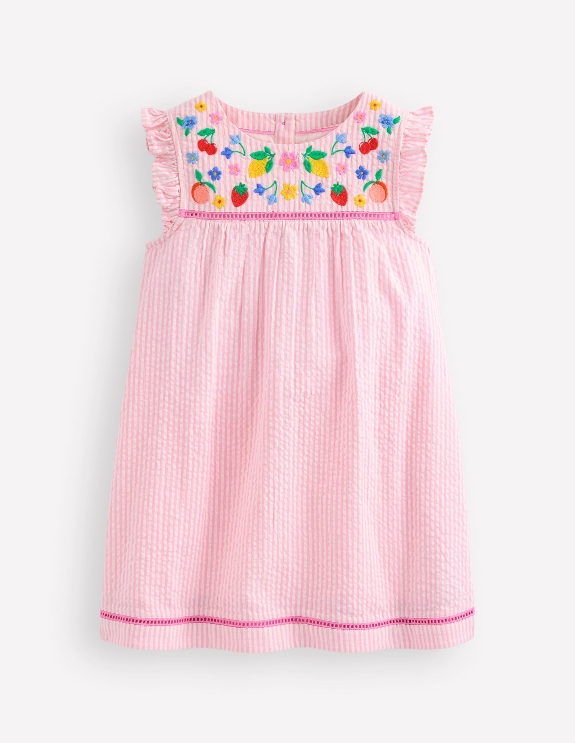 Woven Holiday Dress-Pink Stripe Fruit - Image 2