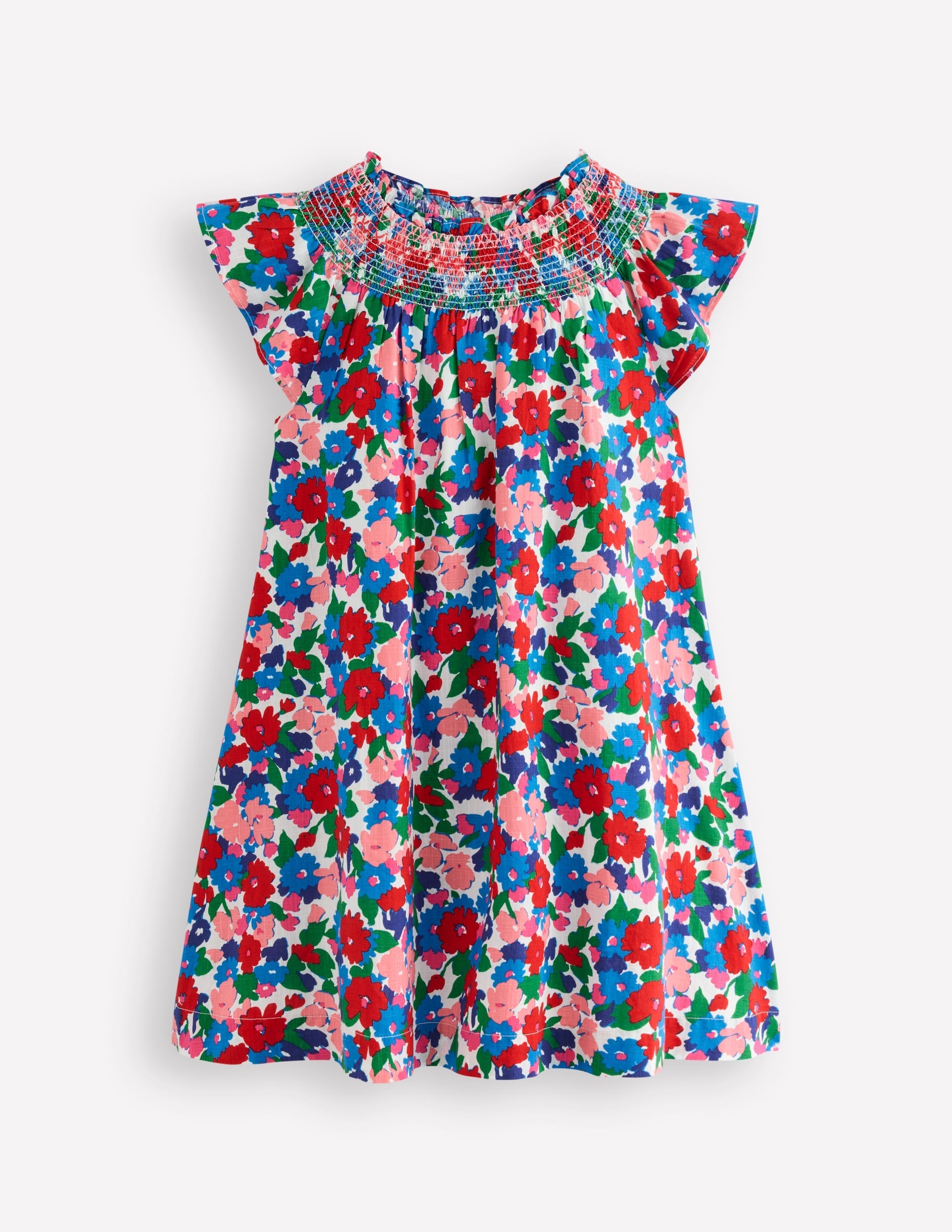 Holiday Smocked Dress-Multi Floral - Image 1