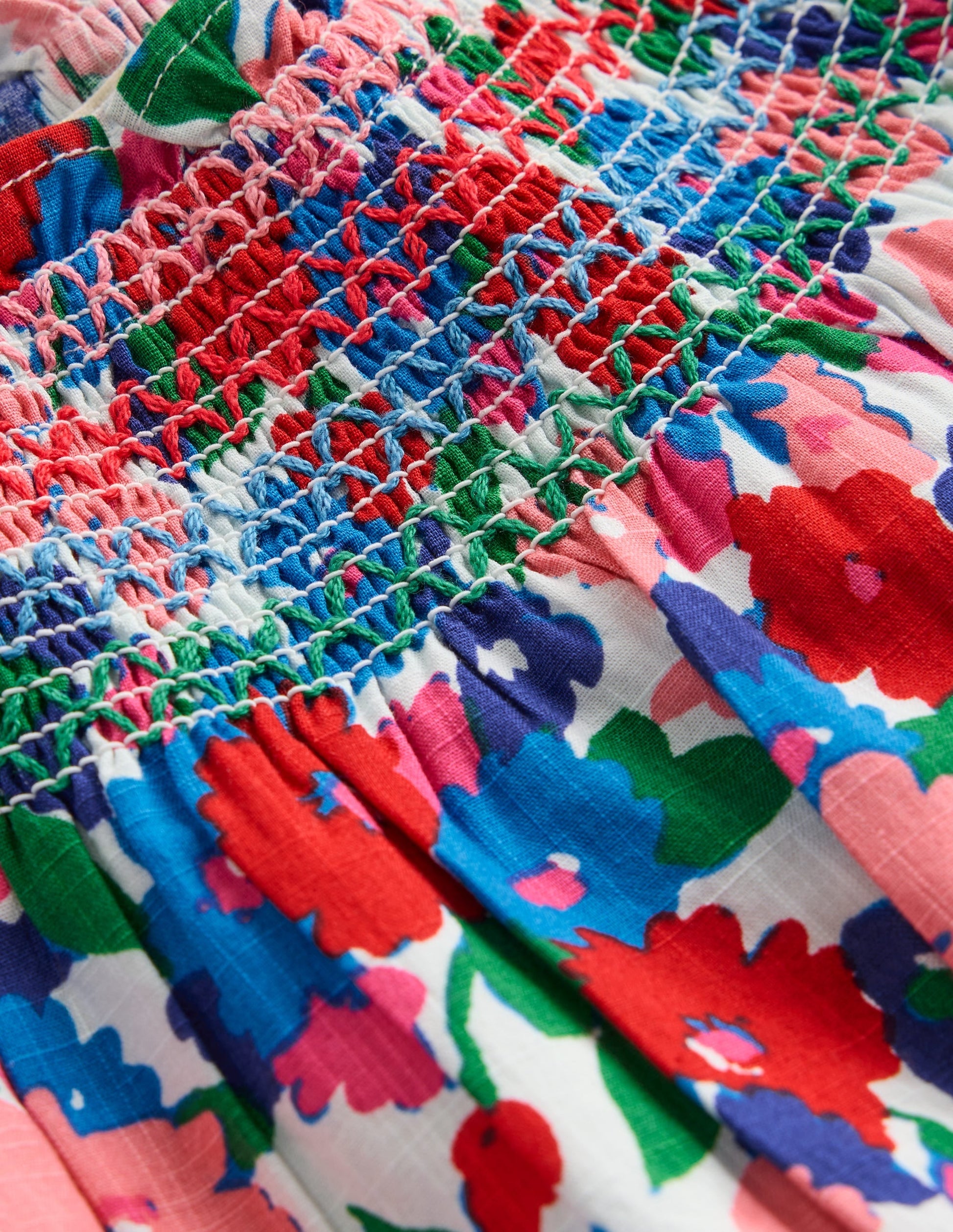 Holiday Smocked Dress-Multi Floral-3