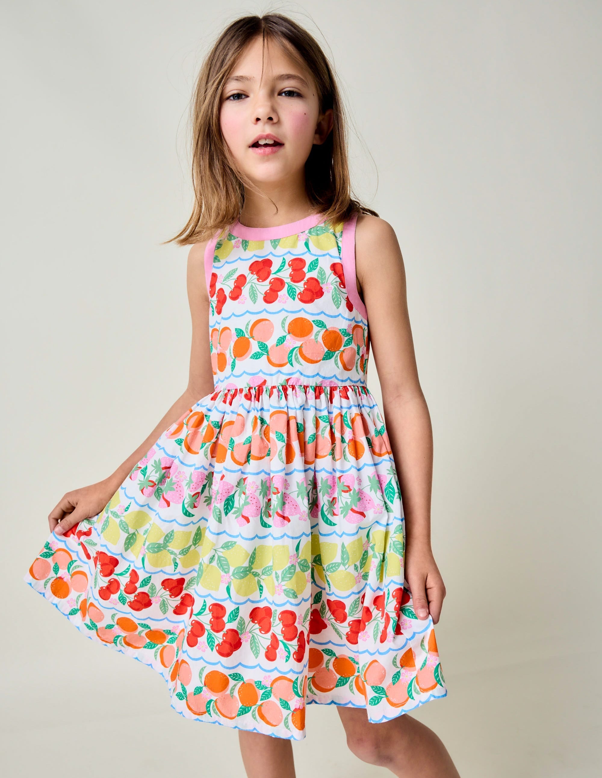 Back Detail Dress-Rainbow Fruit Stripe - Image 1