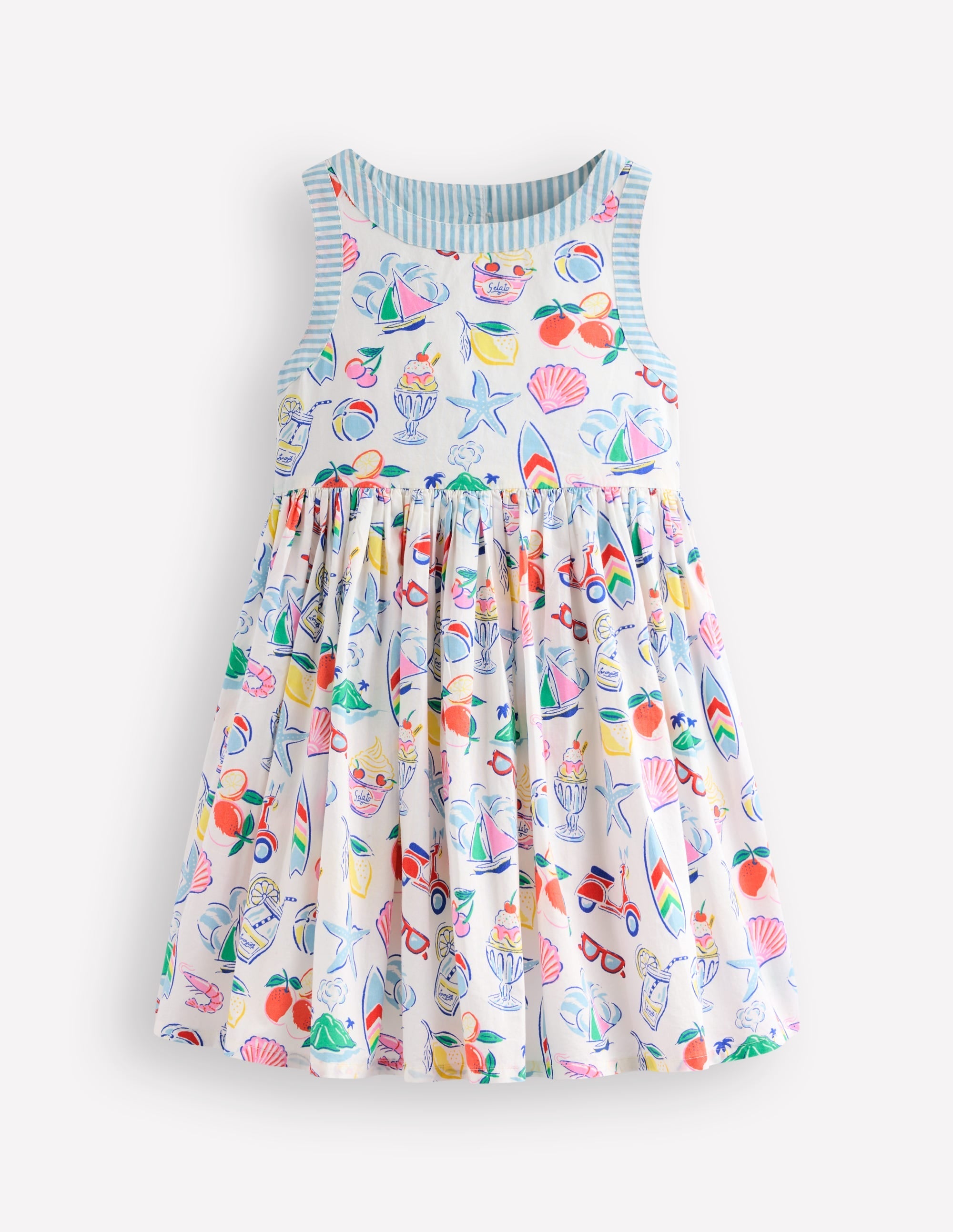 Back Detail Dress-Ivory Holiday Print - Image 2