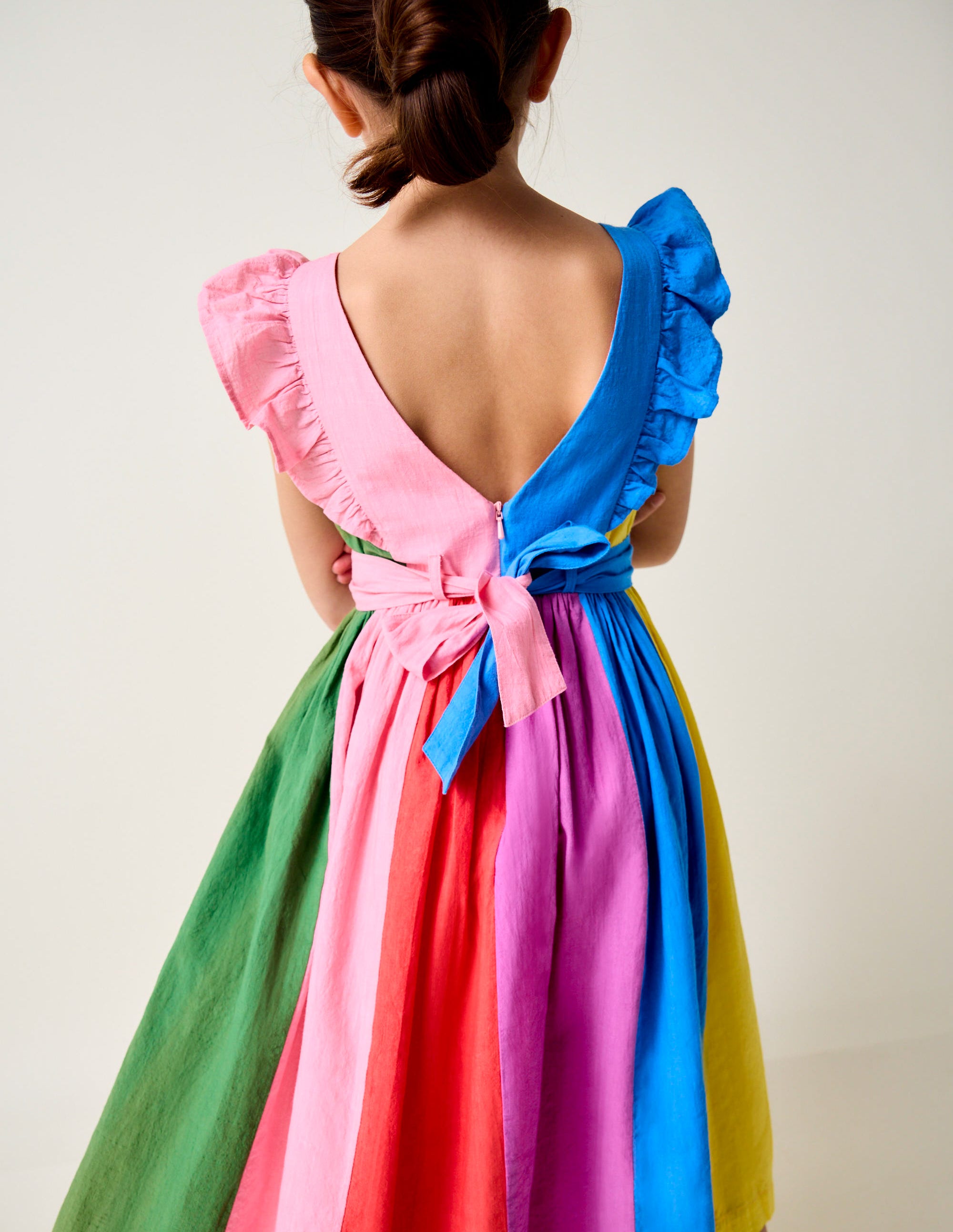 Bow Back Midi Dress-Multi Rainbow - Image 1