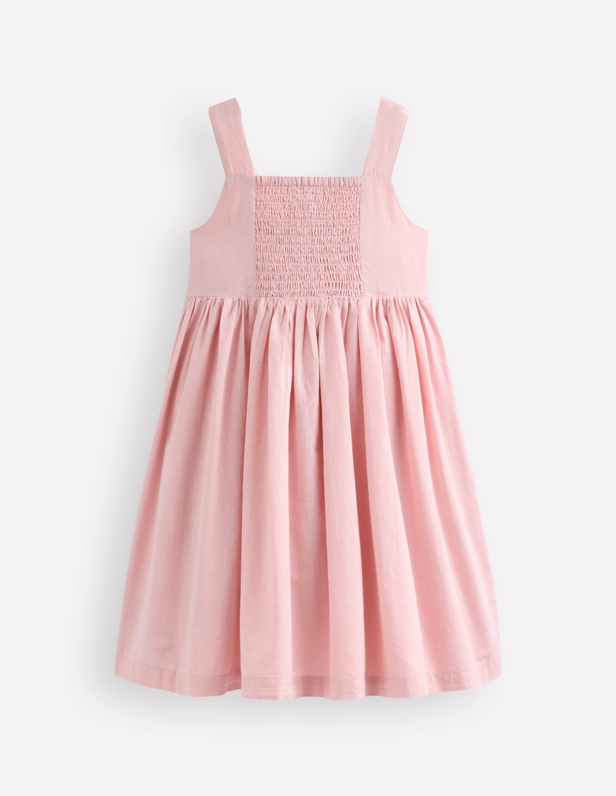 Button Through Woven Dress-Chalk Pink Boucle Fruit - Image 3