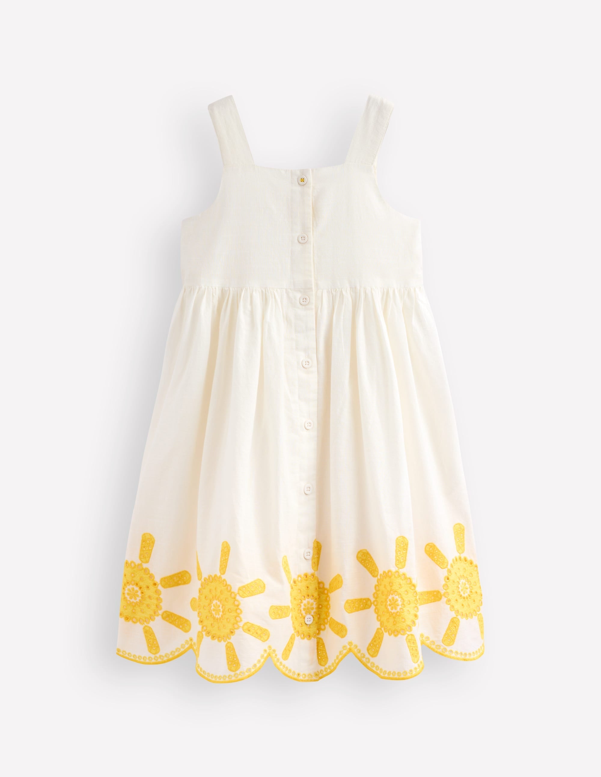Button Through Woven Dress-Ivory Sunshine - Image 2