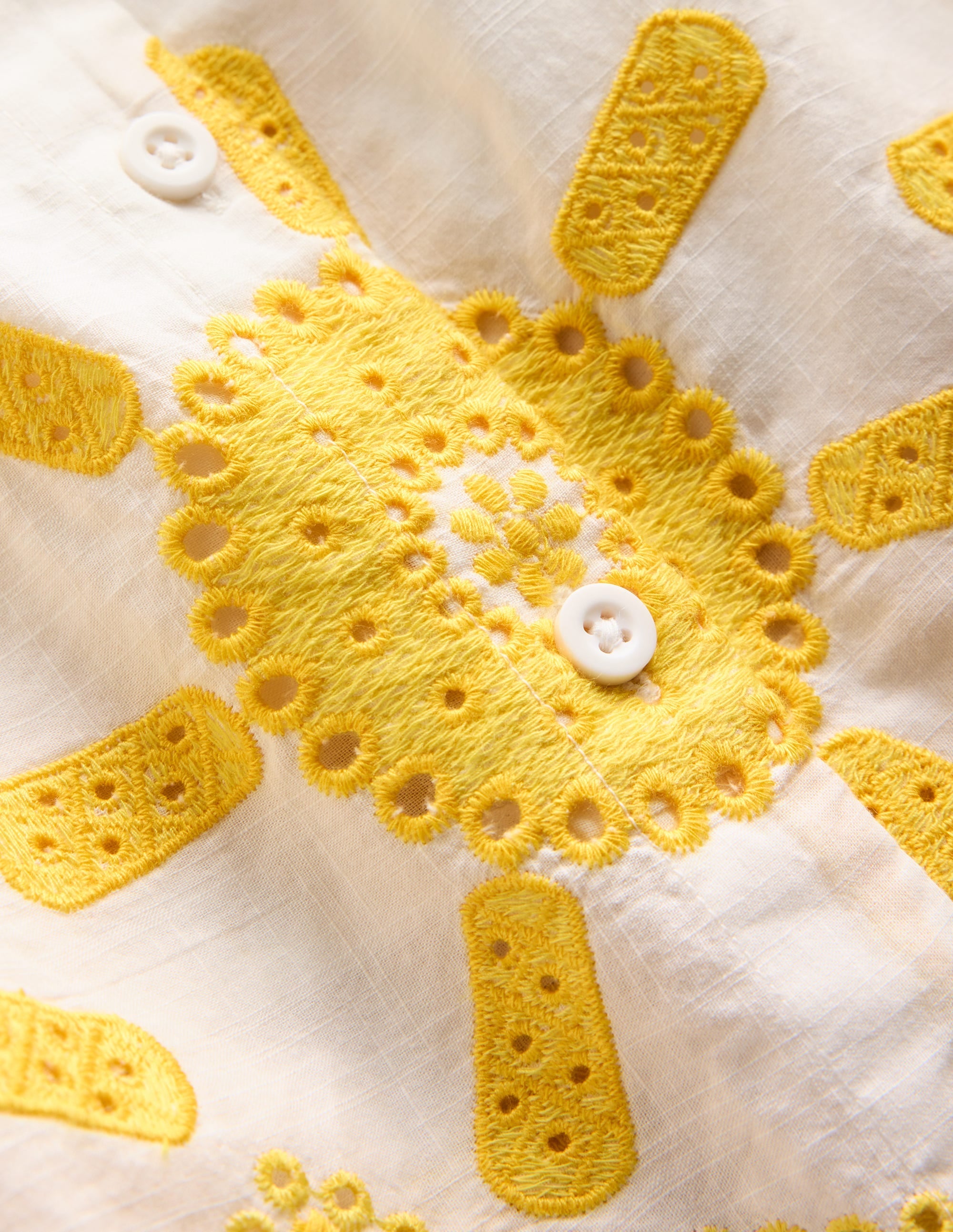 Button Through Woven Dress-Ivory Sunshine - Image 4
