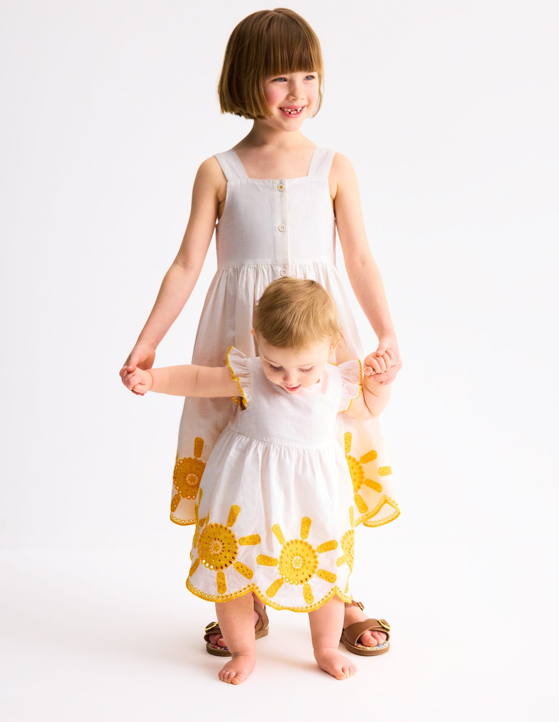 Button Through Woven Dress-Ivory Sunshine-5