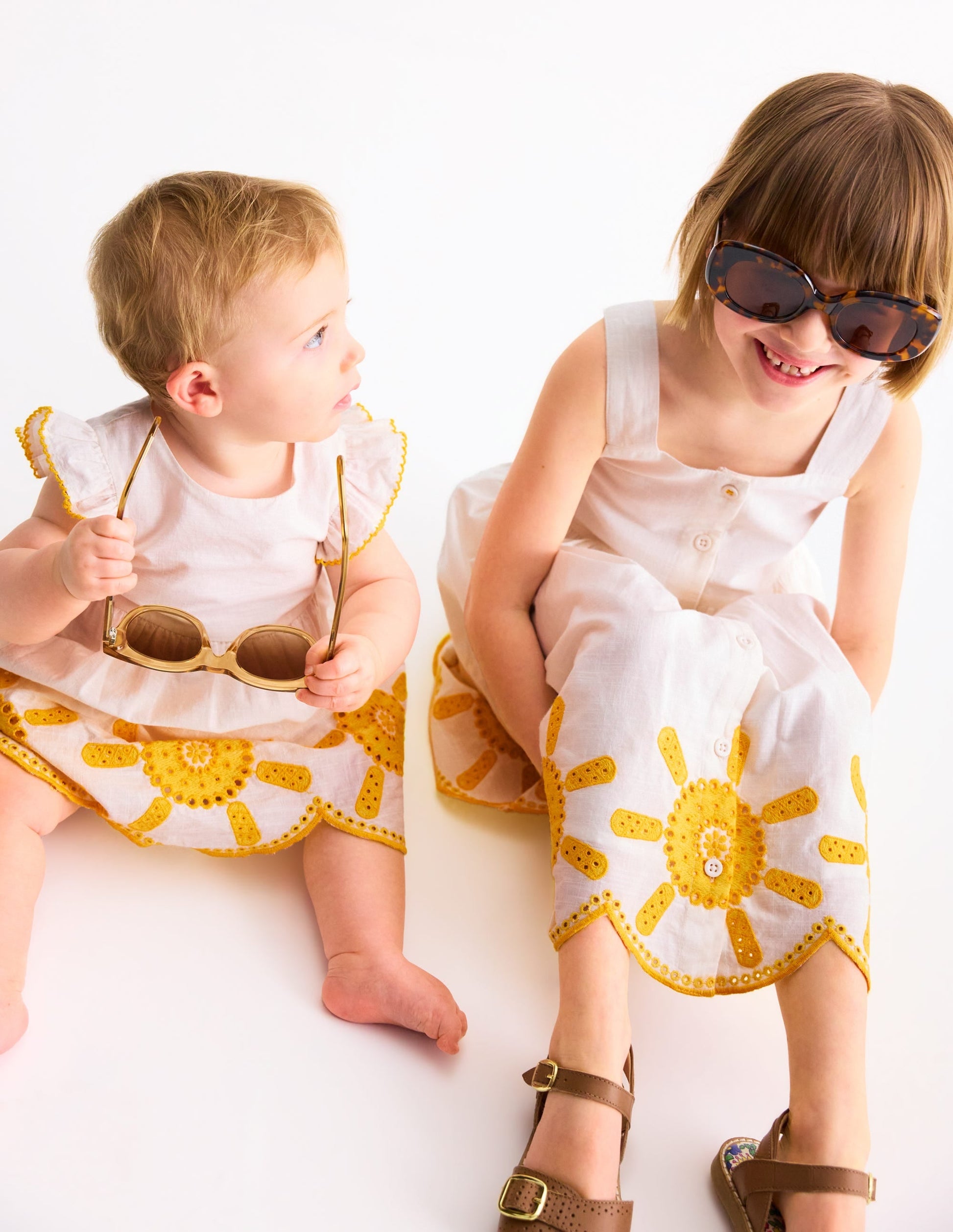 Button Through Woven Dress-Ivory Sunshine-6