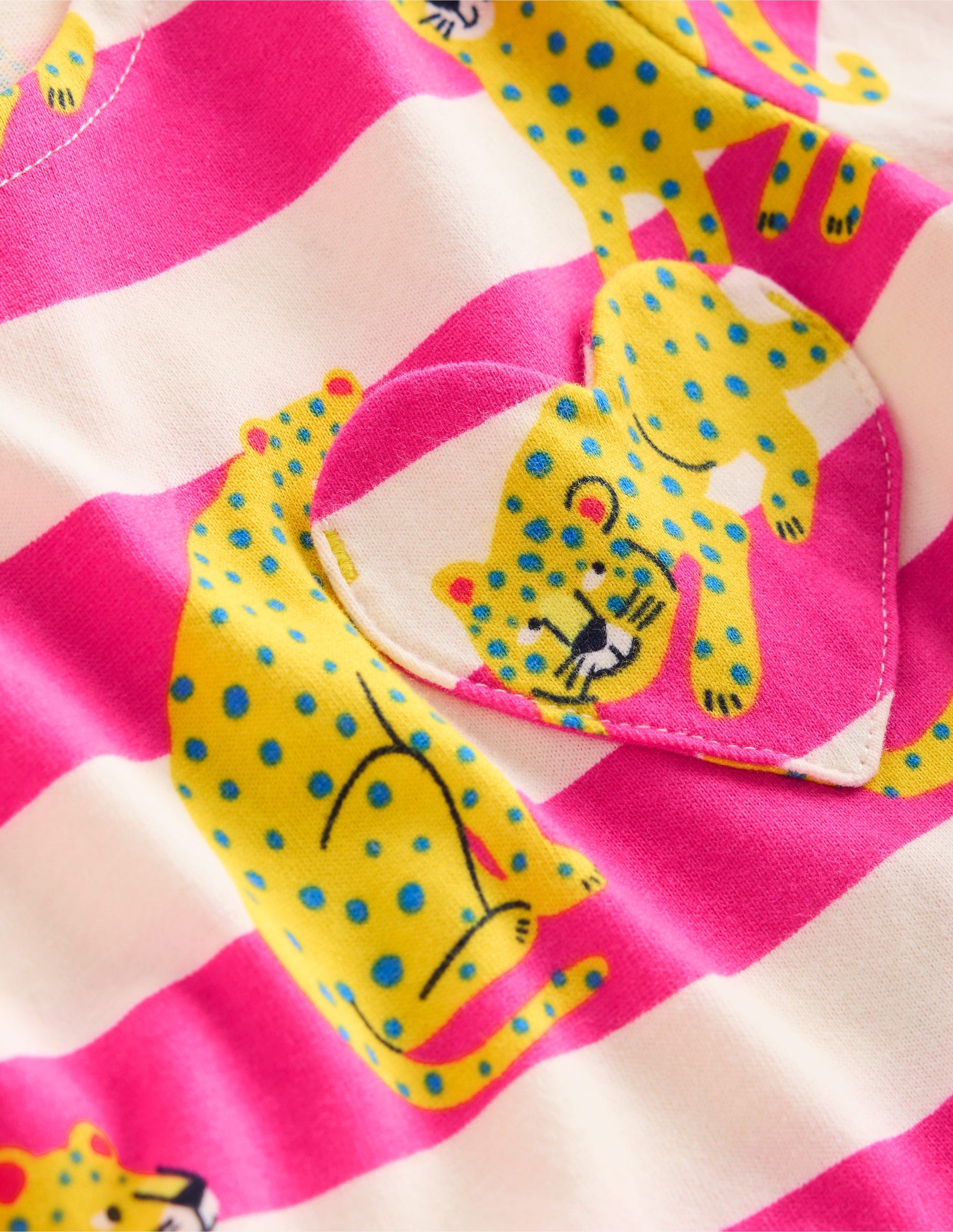Heart Pocket Fun Jersey Dress-Raspberry Pink Leopard Stripe-3