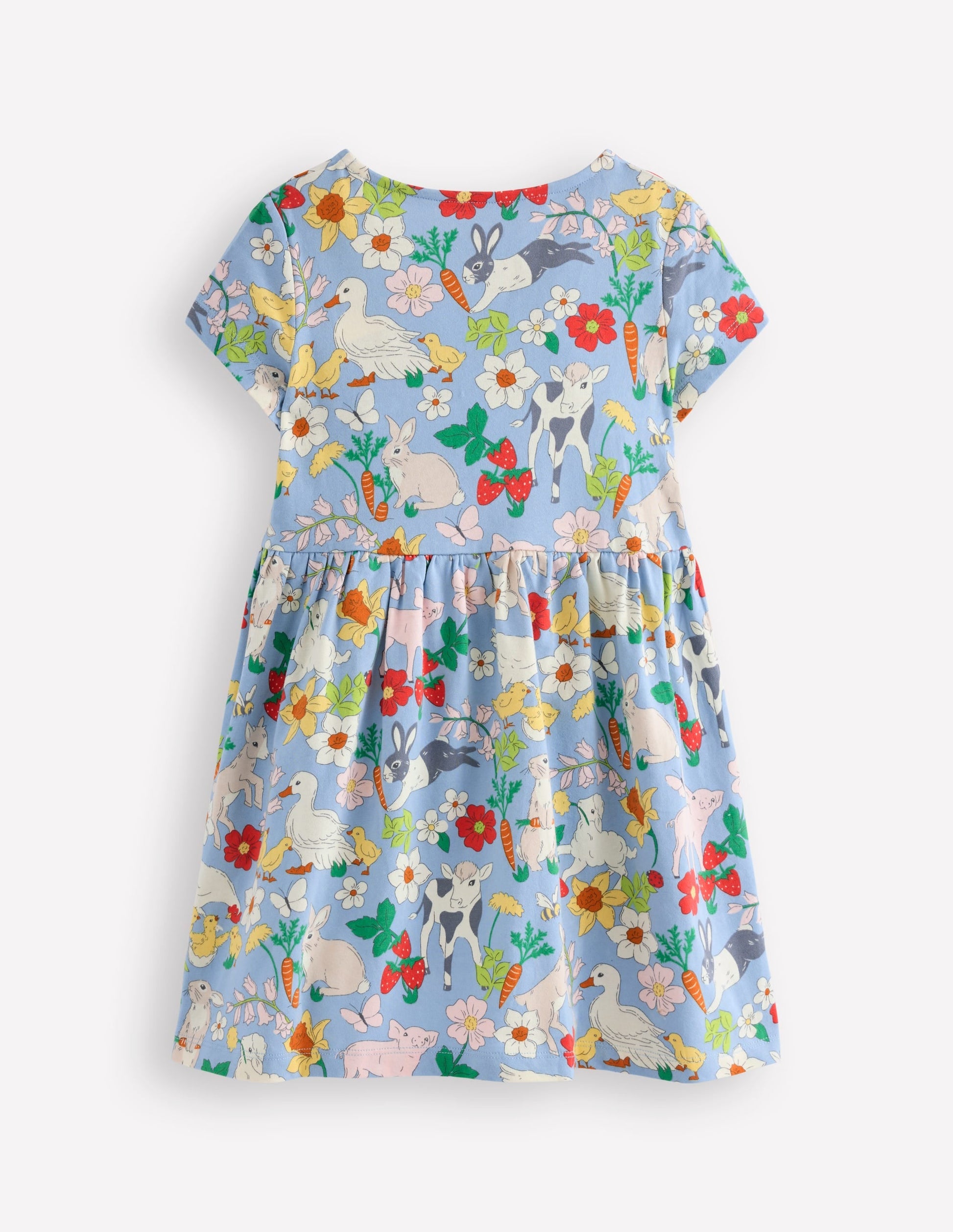 Heart Pocket Fun Jersey Dress-Misty Blue Spring Meadow-2