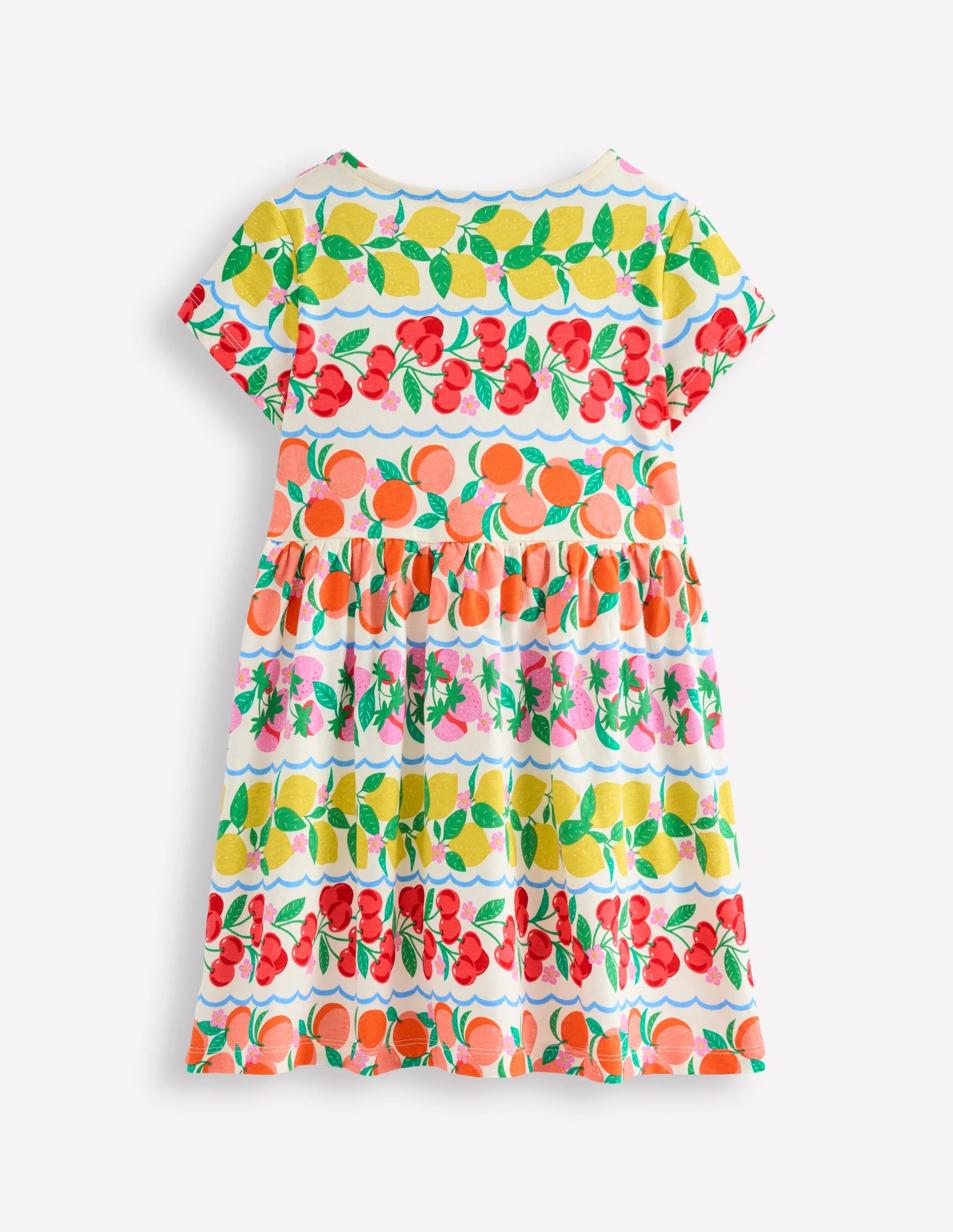 Heart Pocket Fun Jersey Dress-Rainbow Fruit Stripe-2