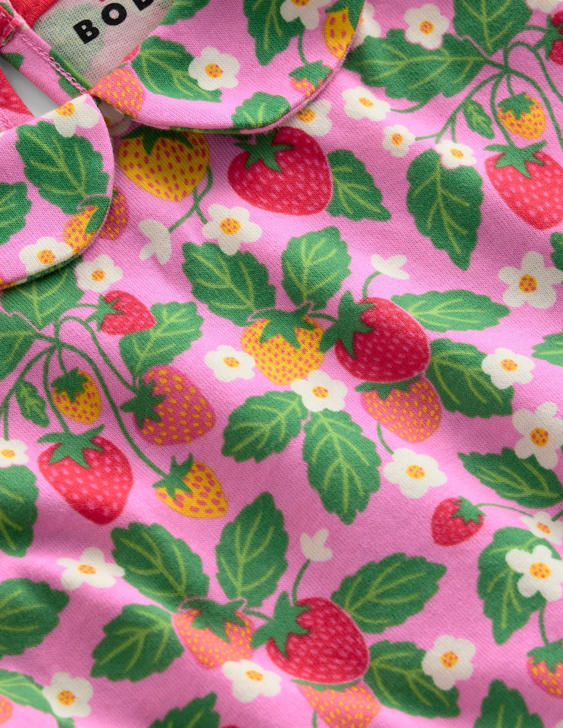 Peter Pan Collar Jersey Dress-Cosmos Pink Strawberry Patch-3