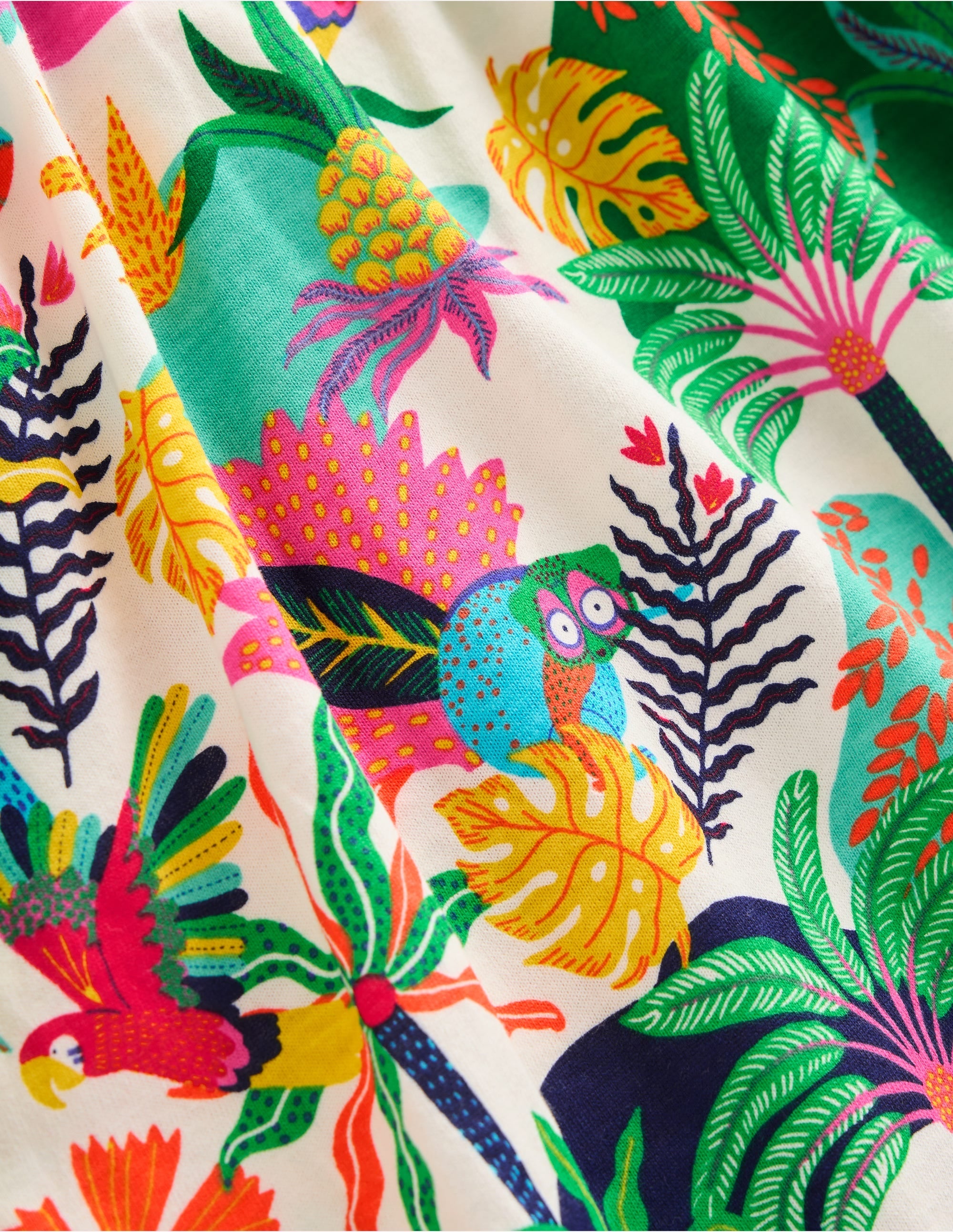Frill Sleeve Jersey Dress-Soft Ivory Multi Jungle - Image 3