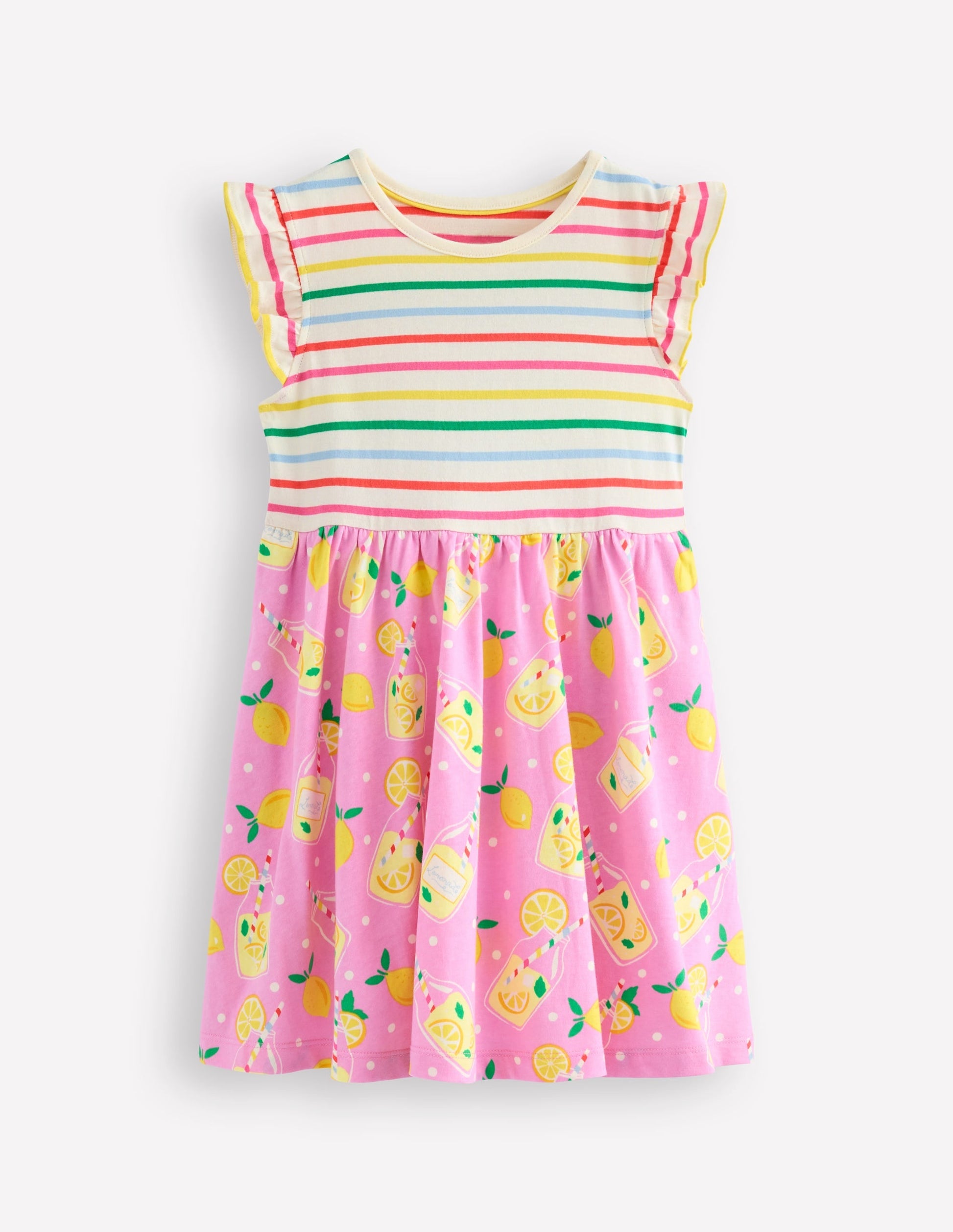 Frill Sleeve Jersey Dress-Chalk Pink Lemonade-2