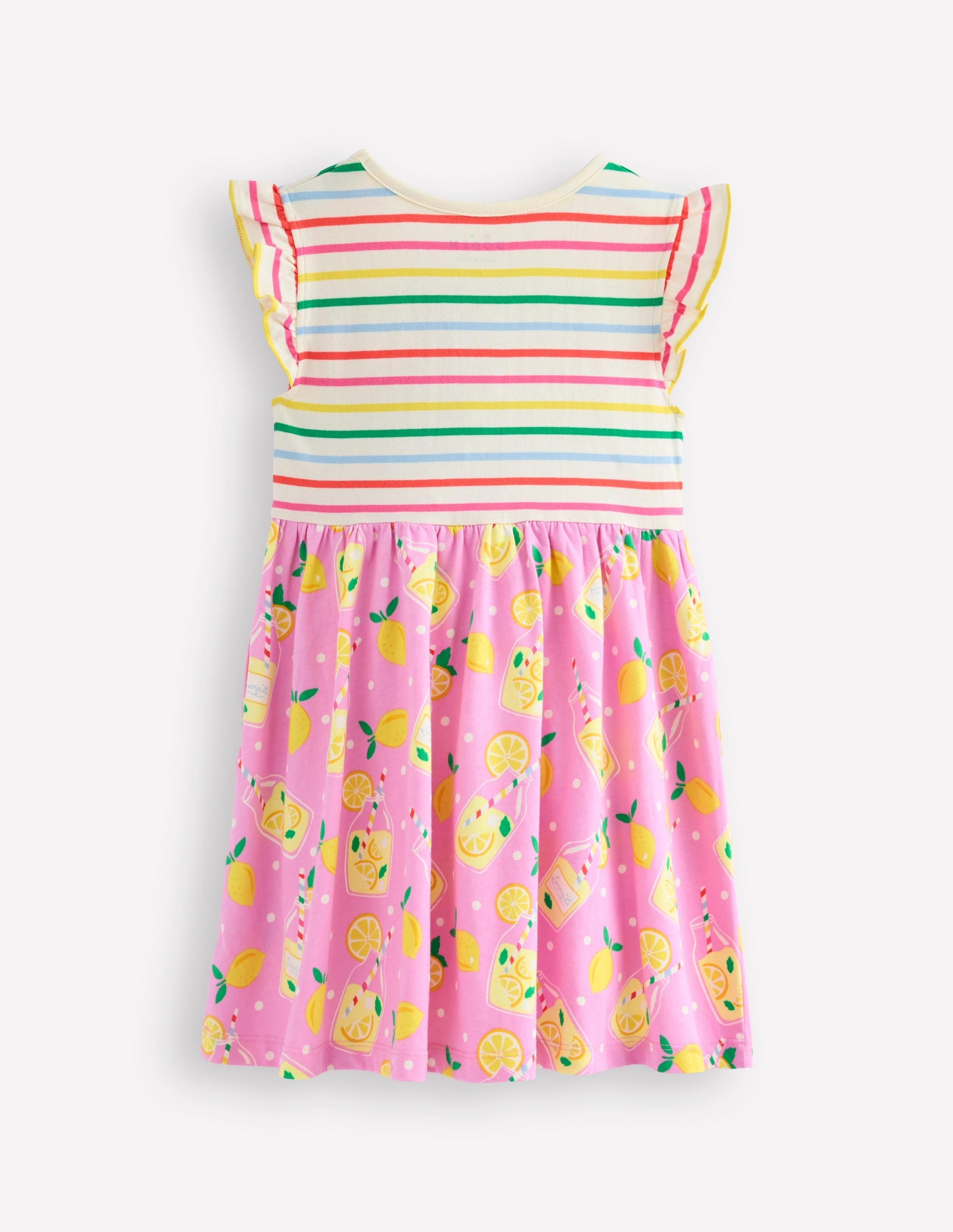 Frill Sleeve Jersey Dress-Chalk Pink Lemonade - Image 3