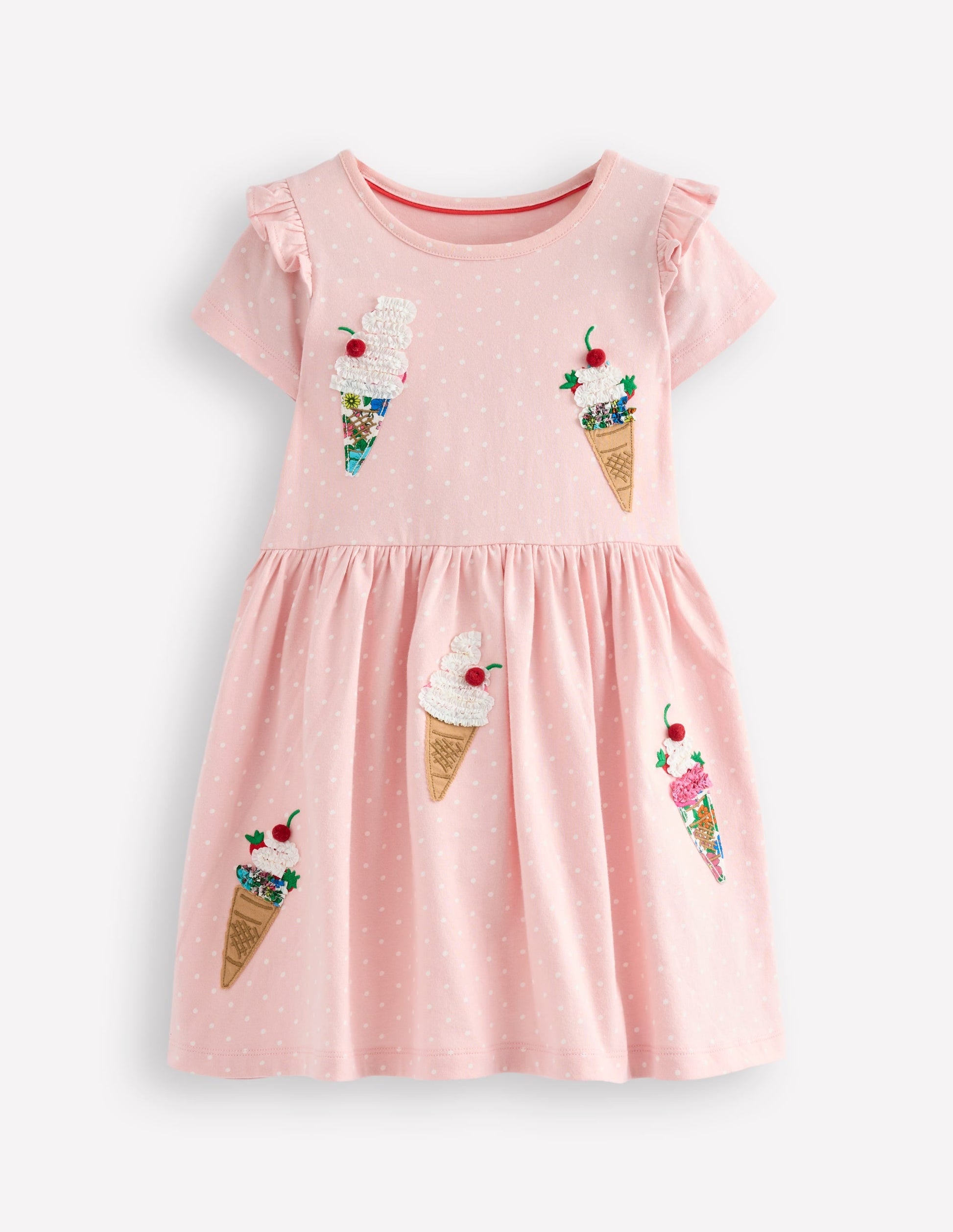 Jersey Applique Dress-Chalk Pink Ice Creams-1